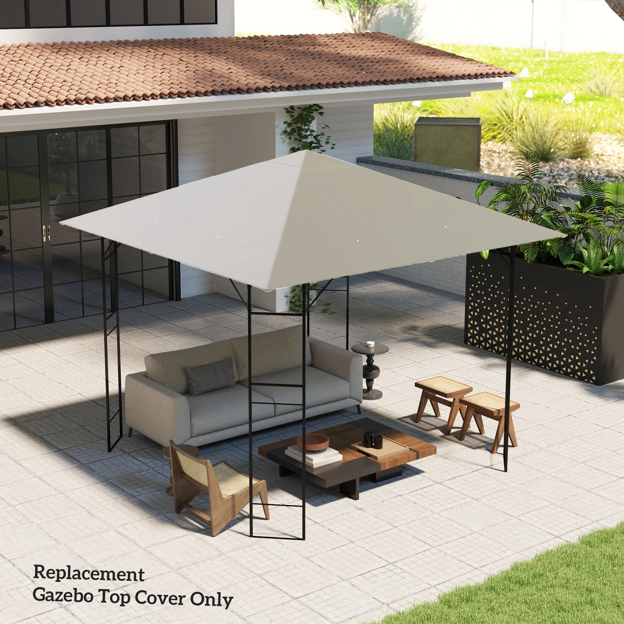 3 x 3m Gazebo Replacement Cover with Drain Holes, Grey - Image 9