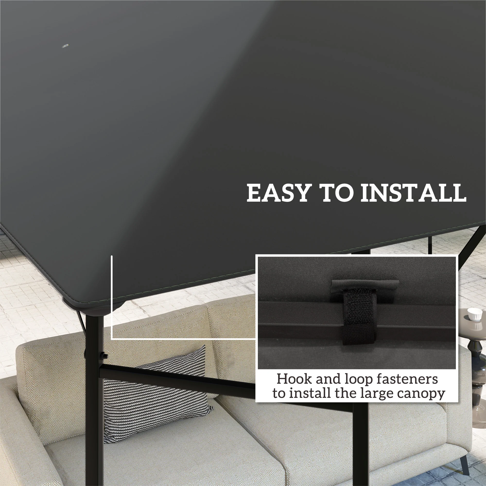 3 x 3m Waterproof Gazebo Canopy Replacement Cover with Drain Holes, 370g/©O Grey - Image 7
