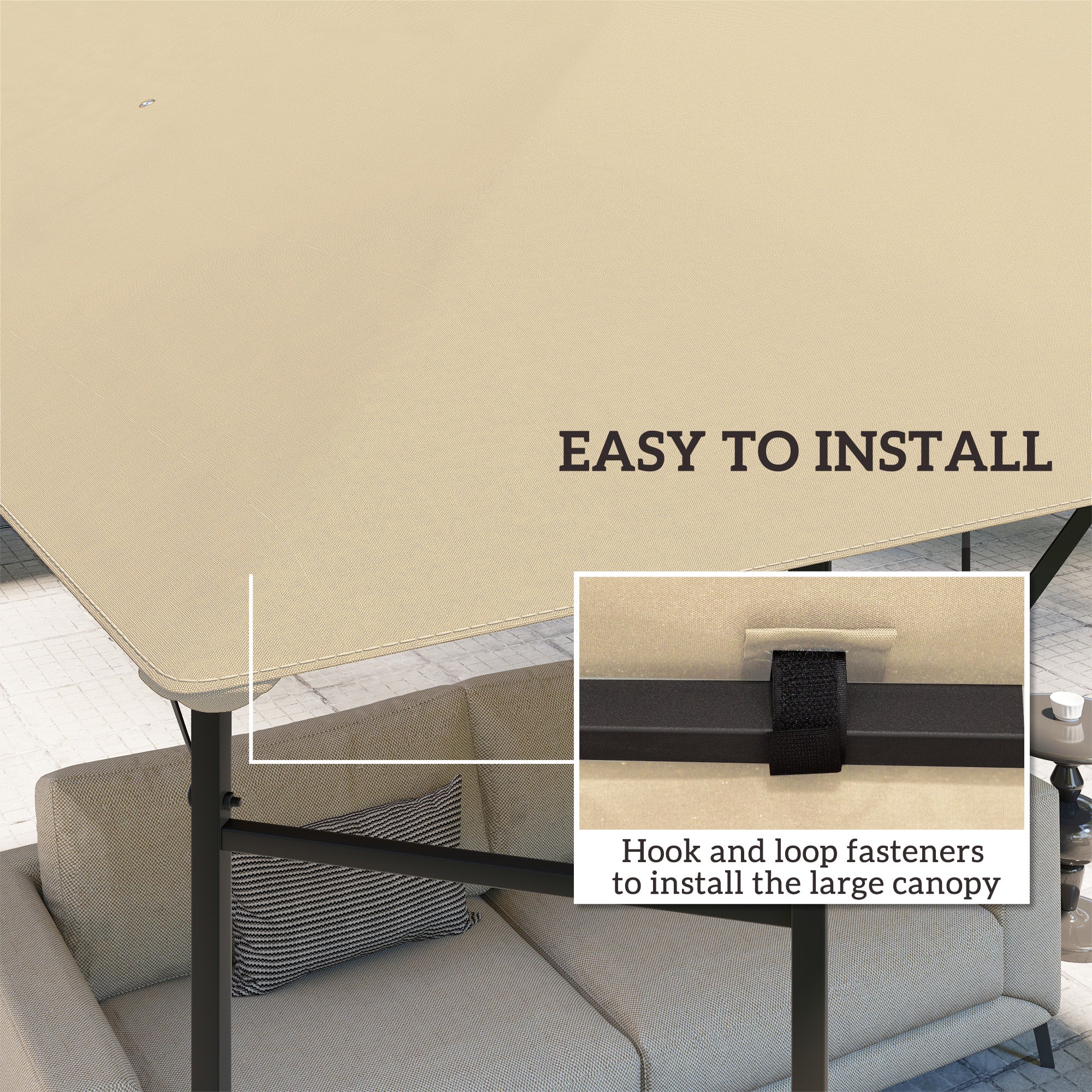 3 x 3m Water Resistant Gazebo Canopy Replacement Cover with Drain Holes, Beige - Image 7