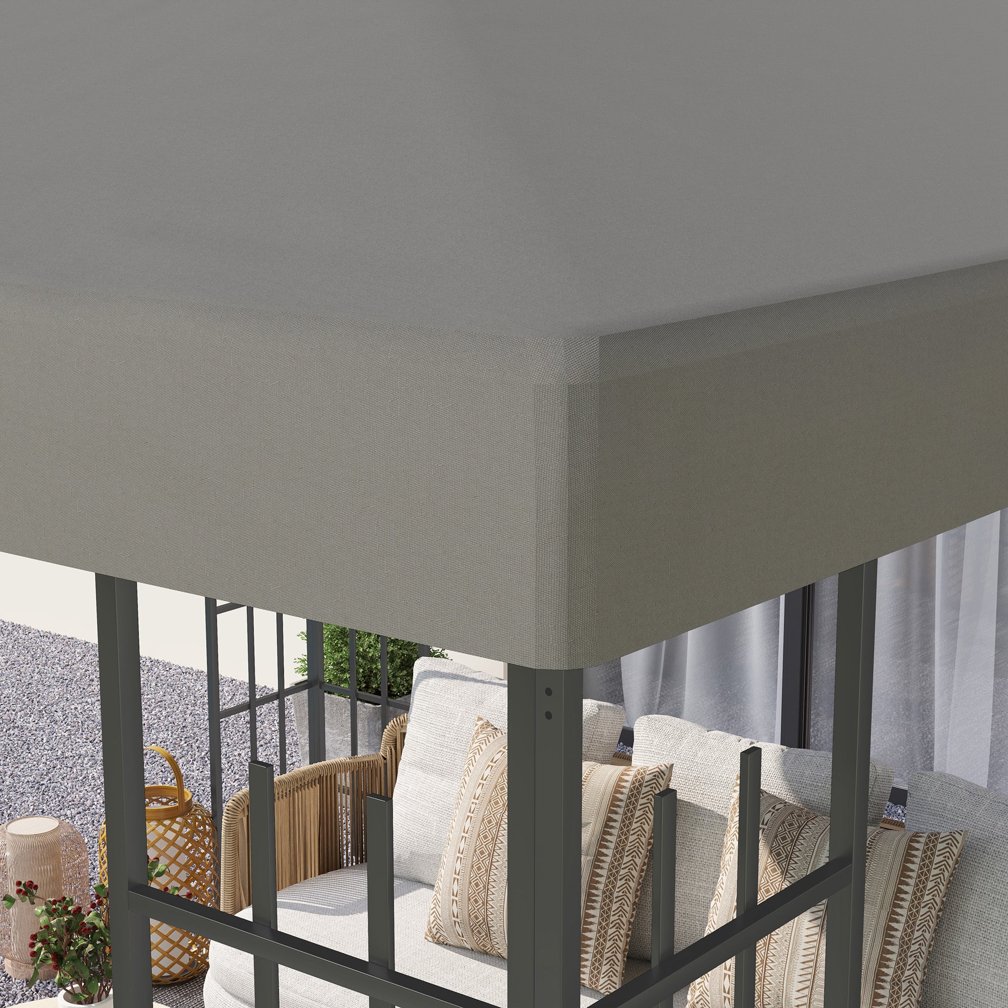 3 x 3m Waterproof Gazebo Canopy Replacement Cover with Drain Holes, 370g/㎡ Grey - Image 10