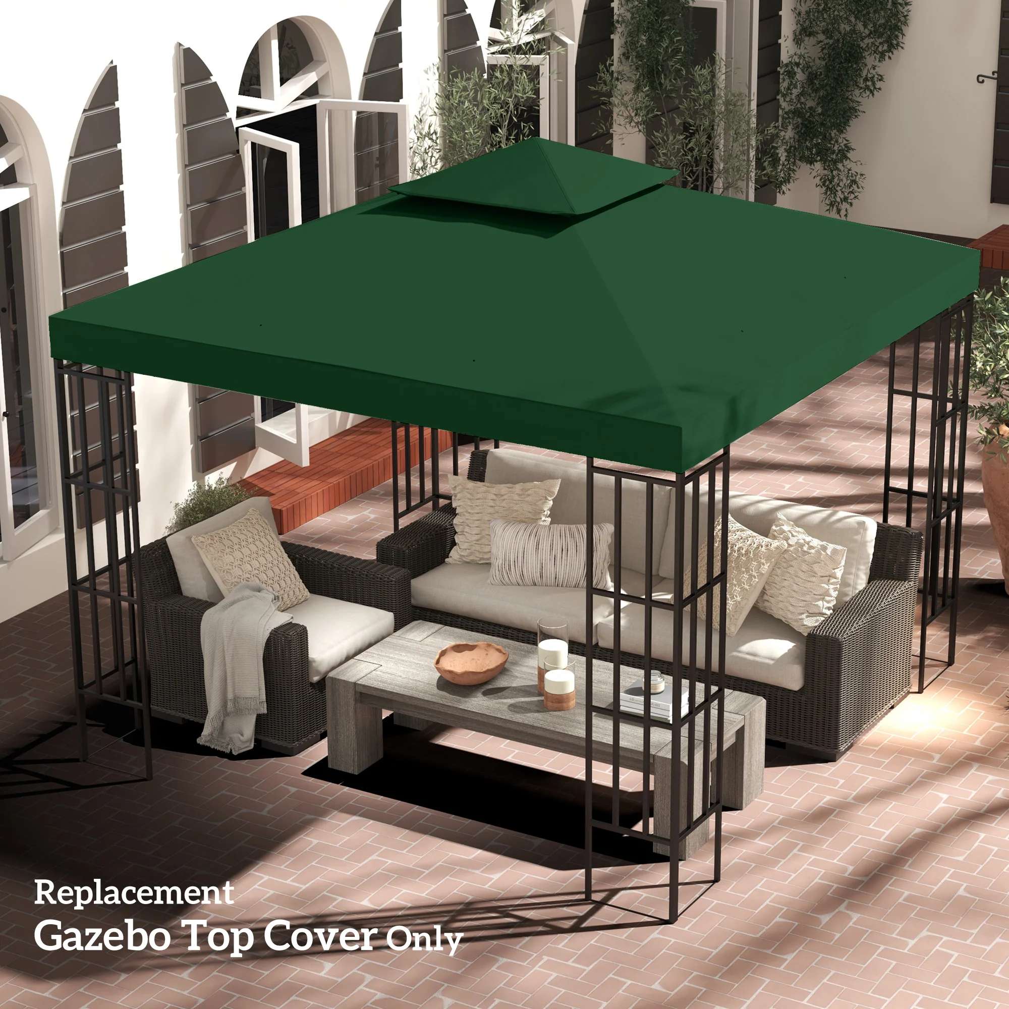 3 x 3m Gazebo Canopy Roof Top Replacement Cover Spare Part, Dark Green - Image 4