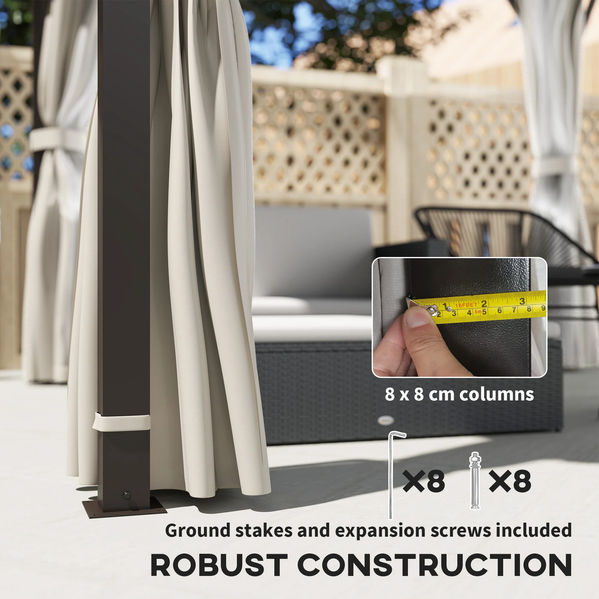 3 x 3m Hardtop Gazebo with Double Metal Roof, Netting & Curtains, Easy to Assemble - Image 8