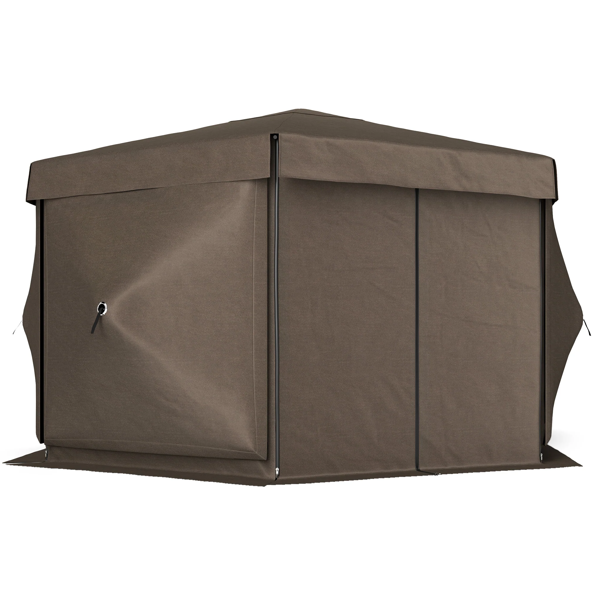 3 x 3m Hexagon Pop Up Gazebo with 5 Sides & Carry Bag, Instant Event Shelter, Brown - Image 2