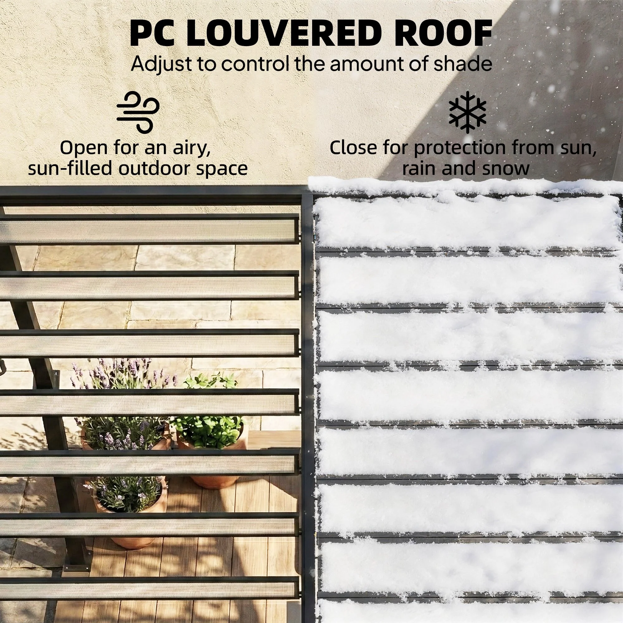 3 x 3 m Louvered Pergola with Adjustable Roof and Gutters, Coffee - Image 6
