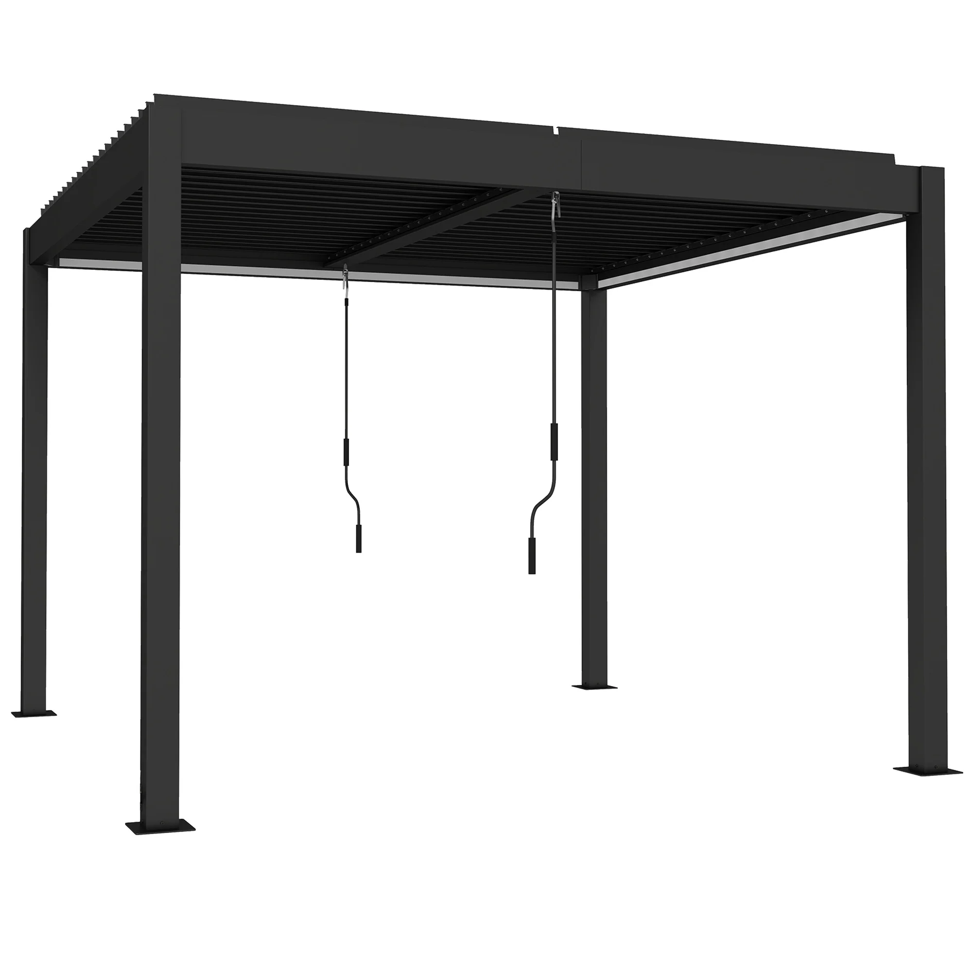 Louvered Pergola 3 x 3 m Dark Grey with Adjustable Roof, LED Lights & Remote - Image 11