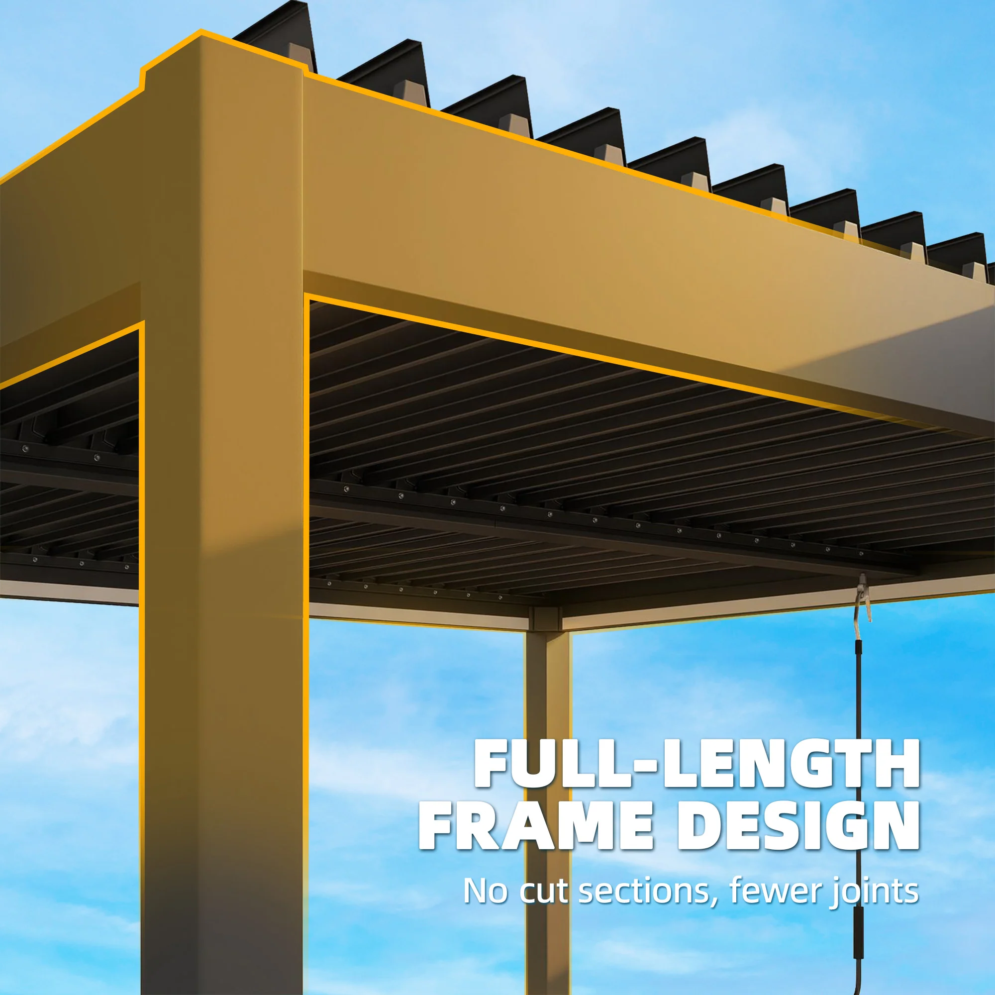 Louvered Pergola 3 x 3 m Dark Grey with Adjustable Roof, LED Lights & Remote - Image 9