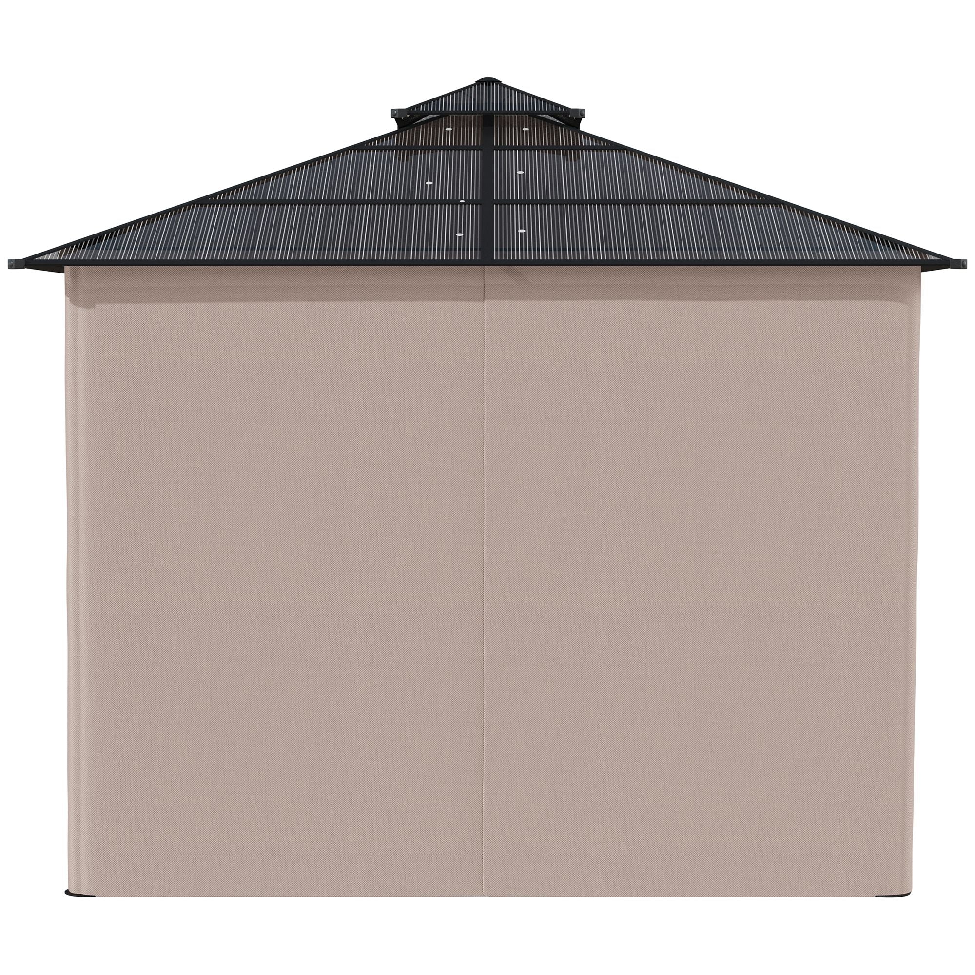 3 x 3m Polycarbonate Hardtop Gazebo with Curtains & Netting, Khaki - Image 10