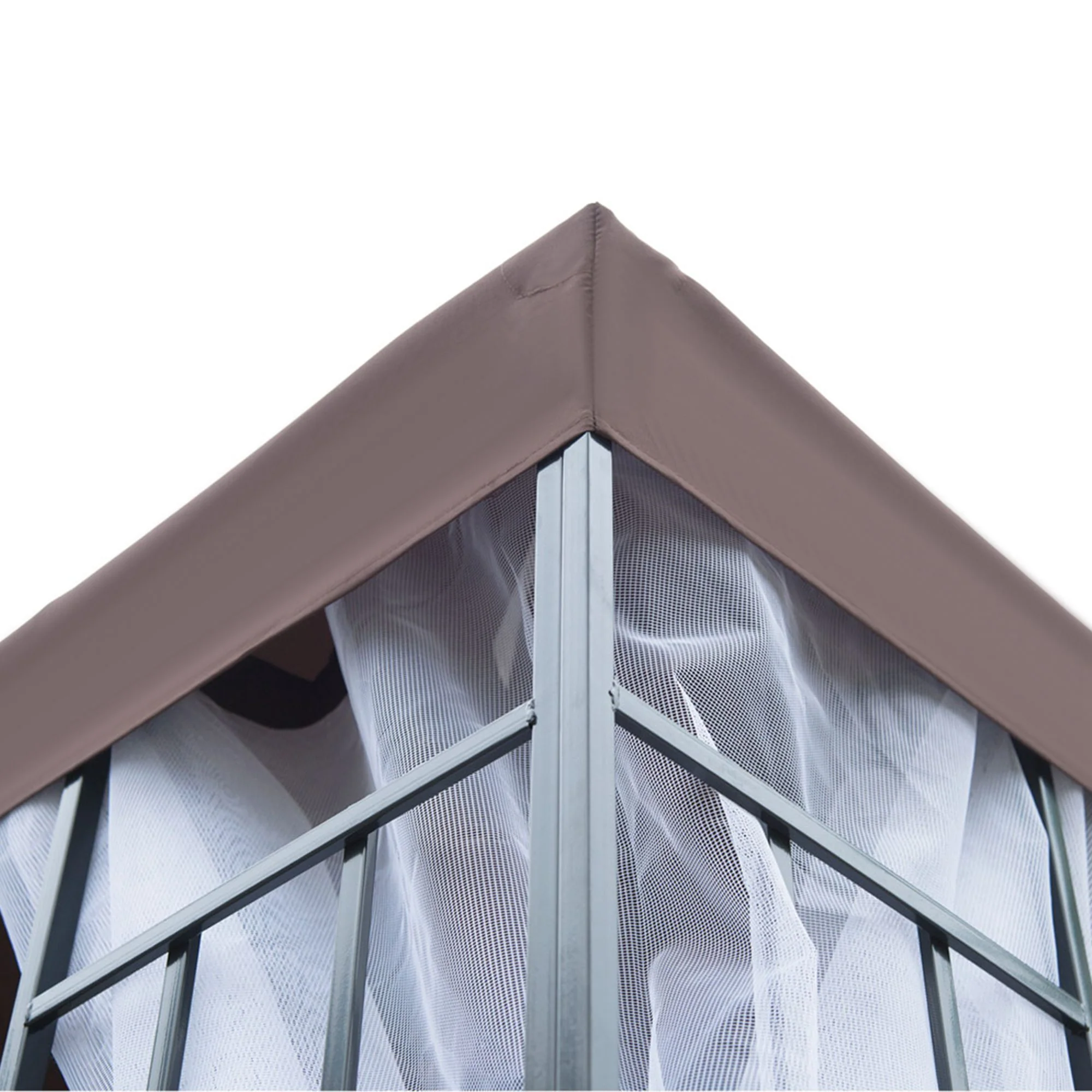 3 x 3m Patio Gazebo with 2 Tier Roof & Mosquito Netting, Coffee - Image 11