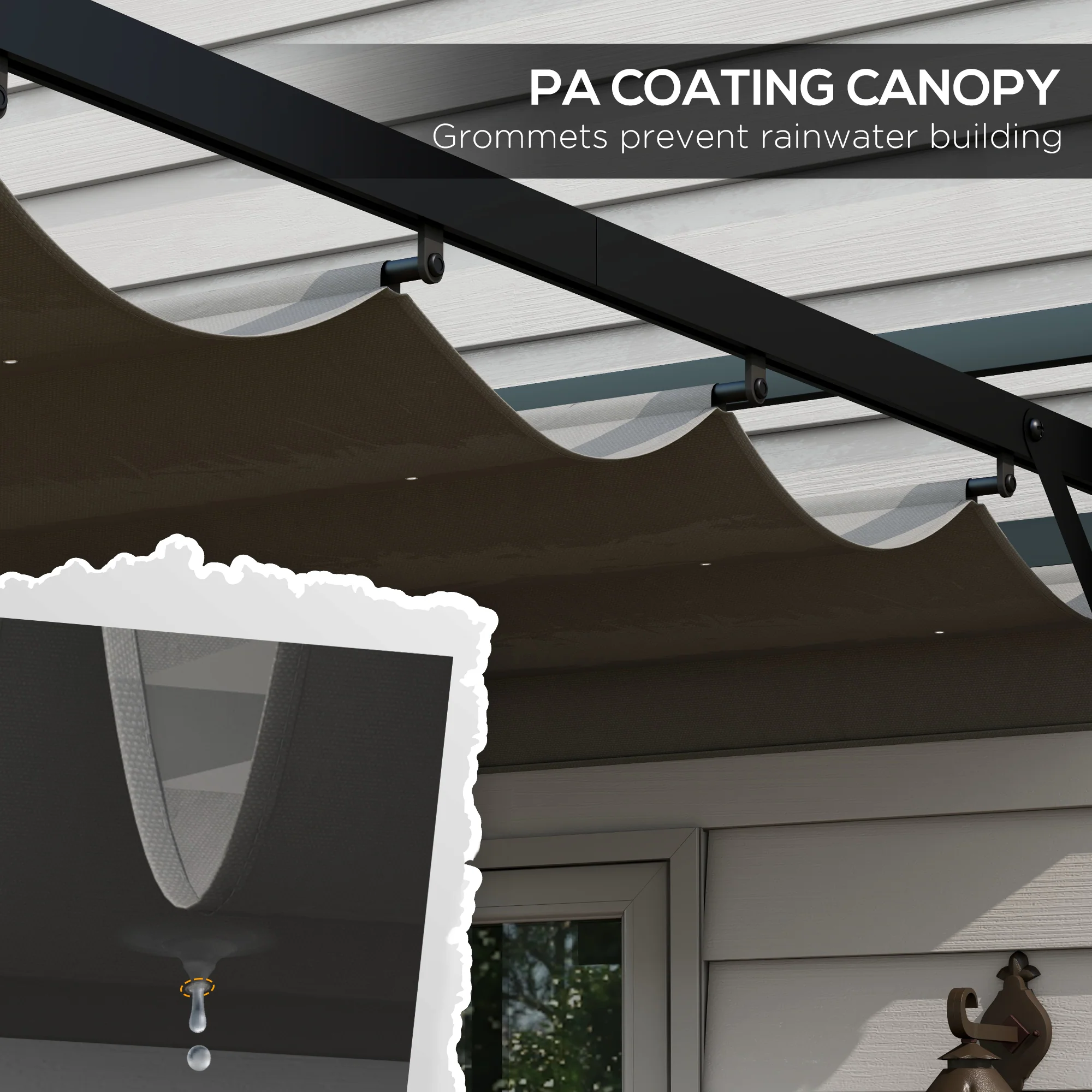 3 x 3m Pergola with Retractable Roof Canopy & Aluminium Frame for Grill, Patio, Deck, Dark Grey - Image 7
