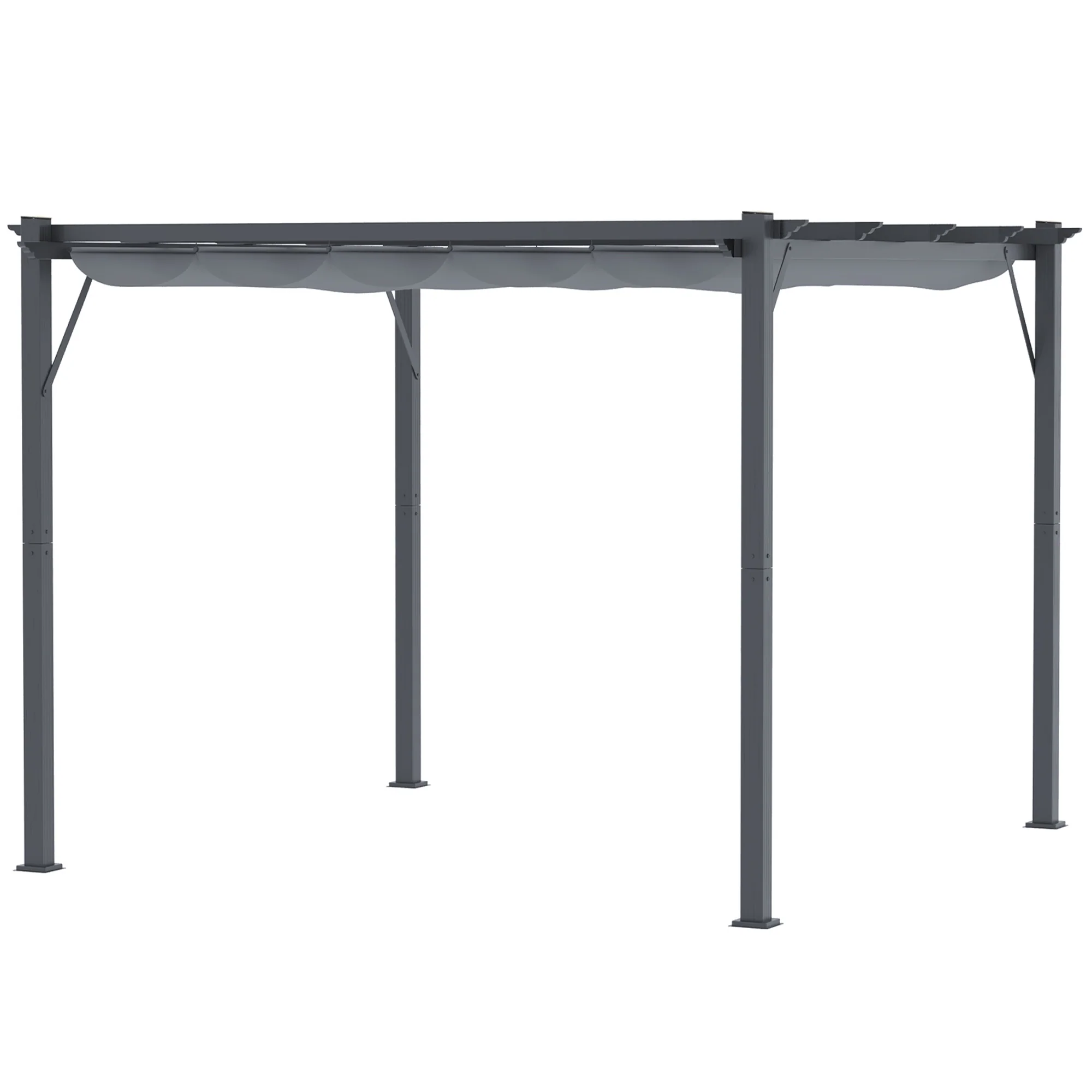 3 x 3m Pergola with Retractable Roof & Aluminium Frame, Dark Grey - Image 2