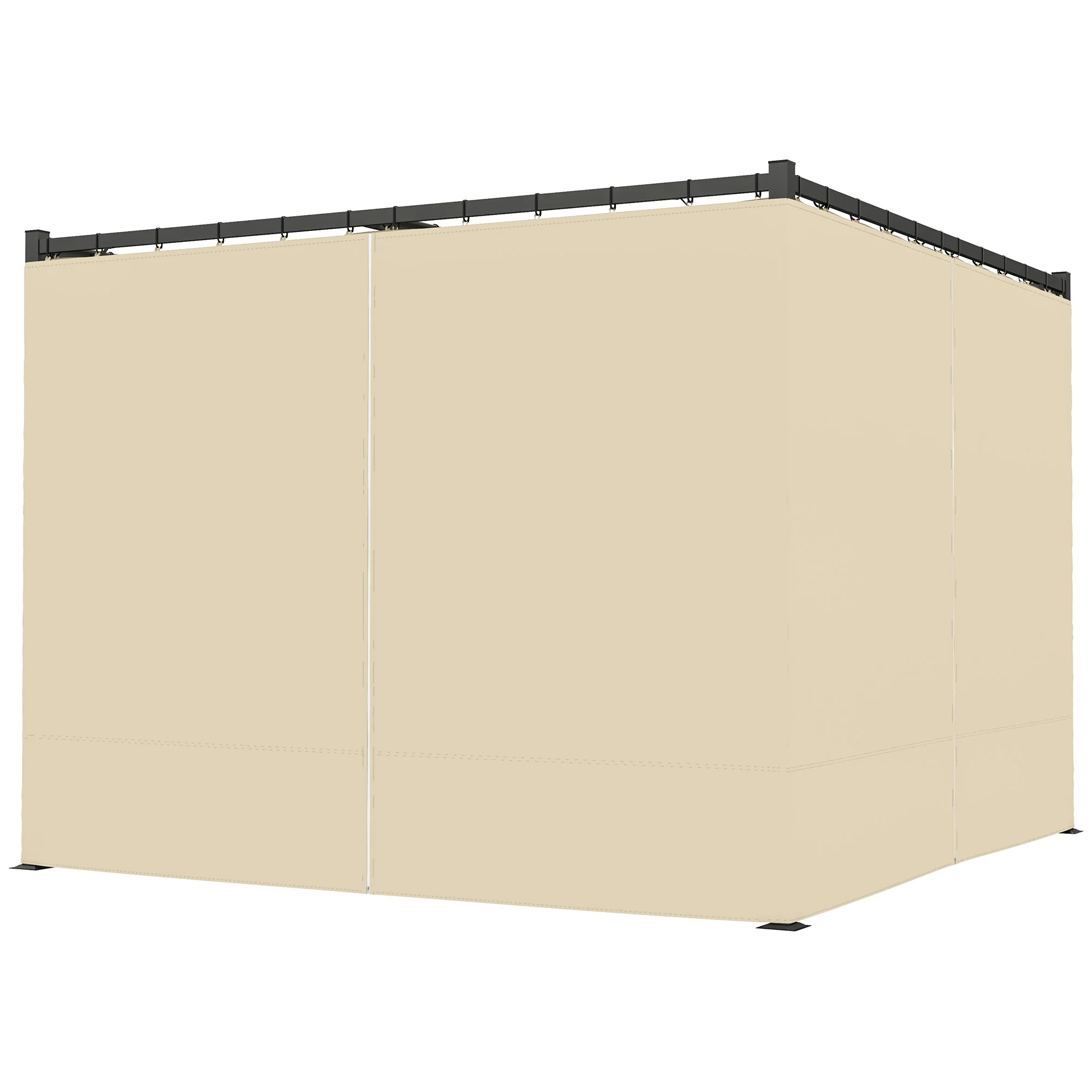 3 x 3m Meta Pergola with Retractable Roof Canopy & Curtains for Patio, Deck, Khaki - Image 2