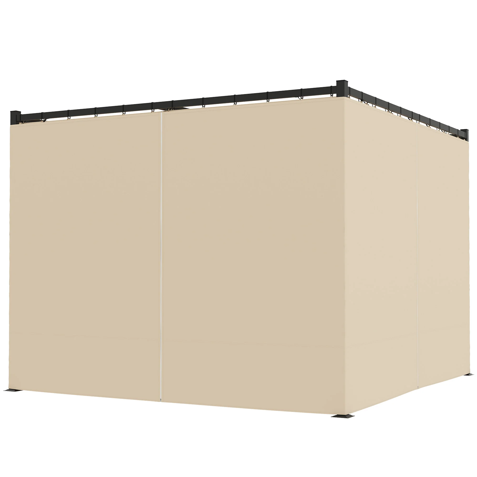 3 x 3m Meta Pergola with Retractable Roof Canopy & Curtains for Patio, Deck, Beige - Image 2