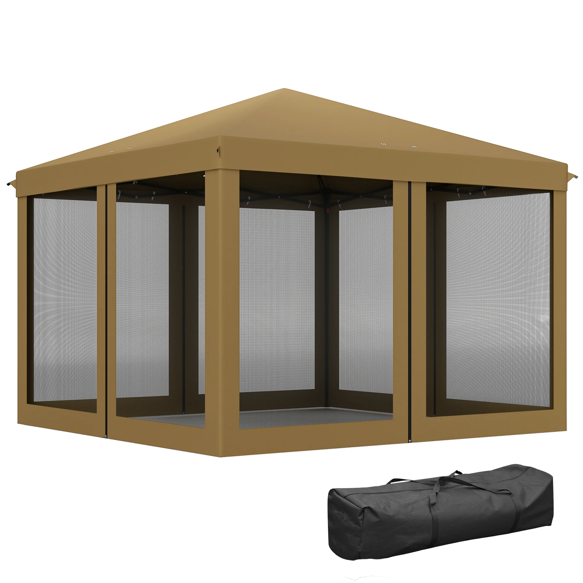 3 x 3m Pop Up Gazebo with Removable Mesh Netting & Carry Bag, Khaki - Image 12