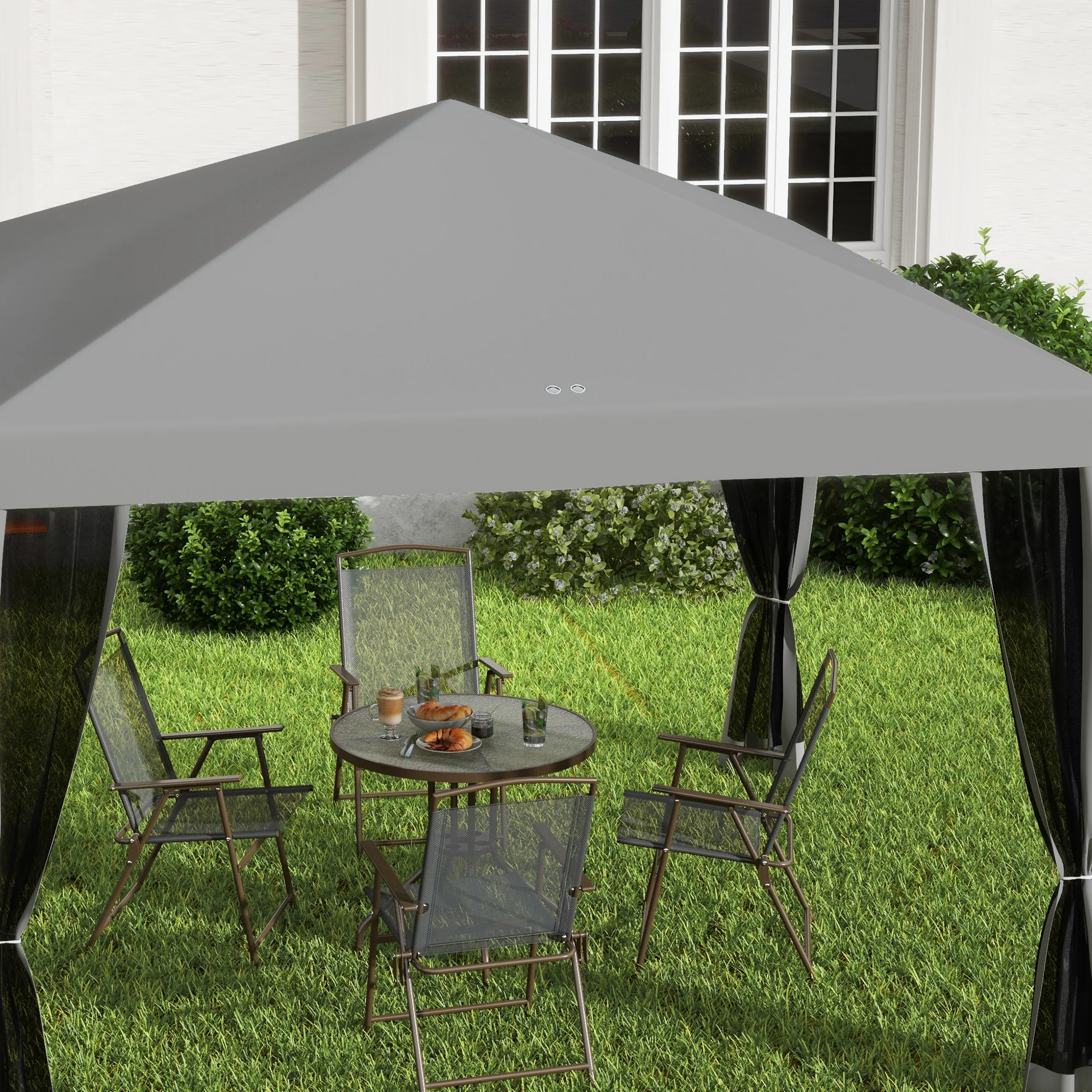 3 x 3m Pop Up Gazebo with Removable Mesh Netting & Carry Bag, Light Grey - Image 9