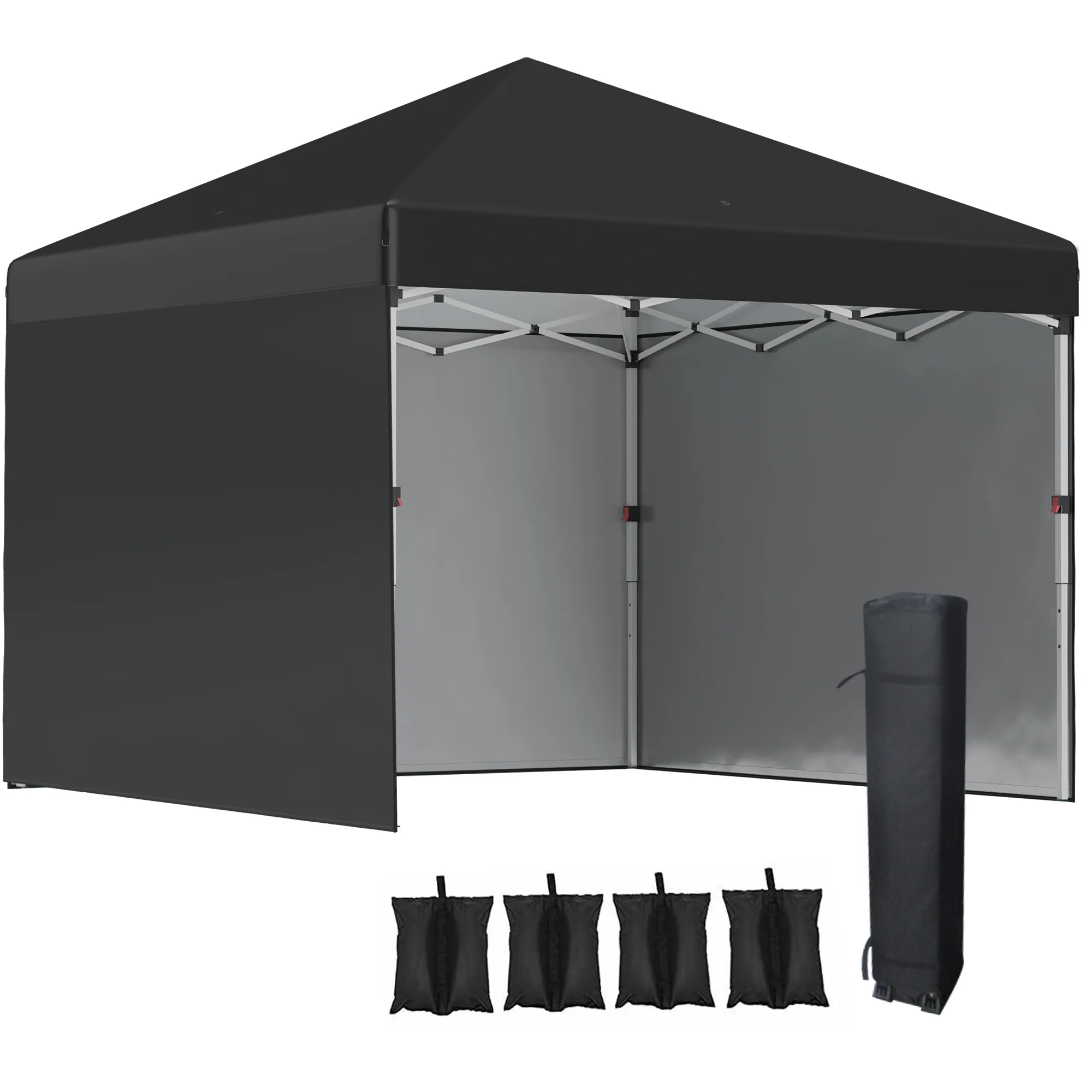 3 x 3m Pop Up Gazebo with 3 Sidewalls, Weight Bags & Wheeled Bag, Black - Image 12