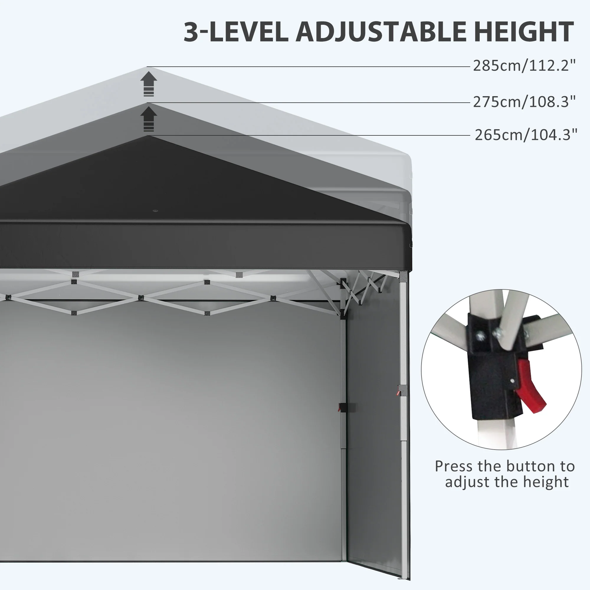 3 x 3m Pop Up Gazebo with 3 Sidewalls, Weight Bags & Wheeled Bag, Black - Image 7