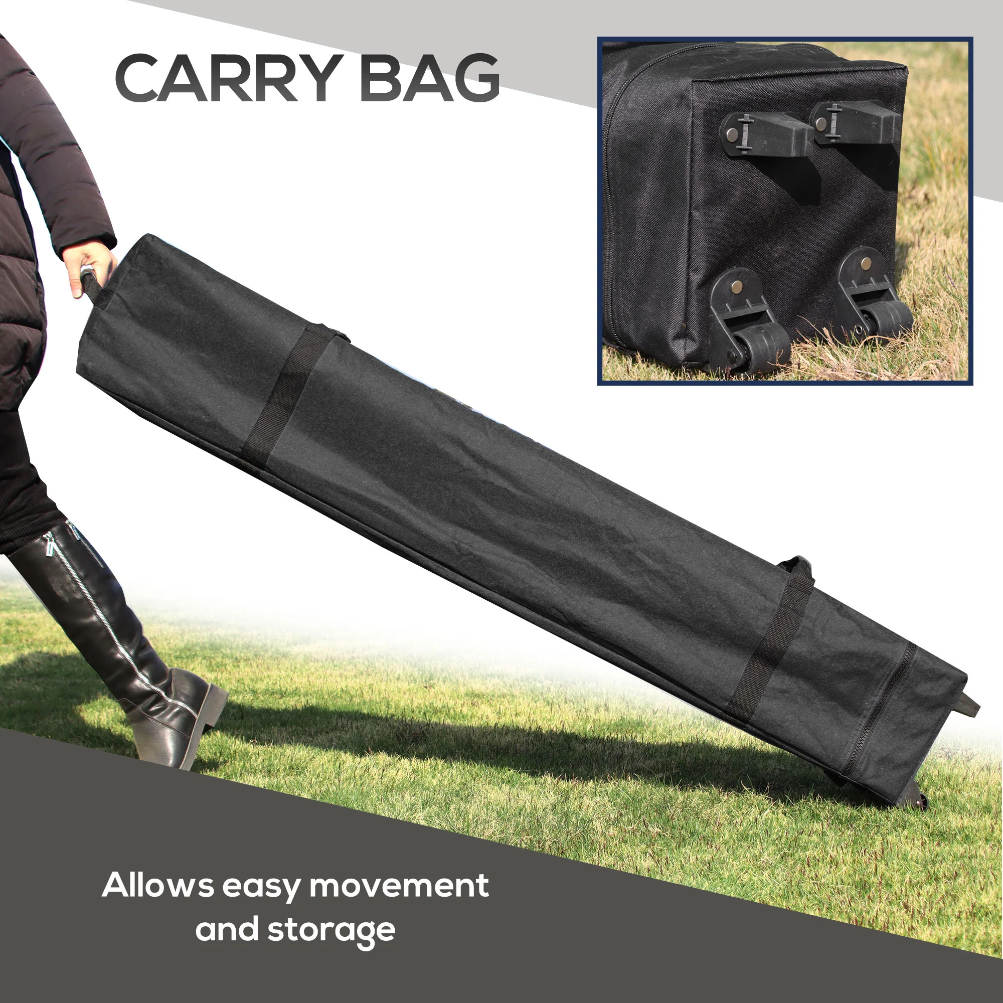 3 x 3m Pop Up Gazebo with Mosquito Netting, Double Roof, Carry Bag & Sandbags, Khaki - Image 10
