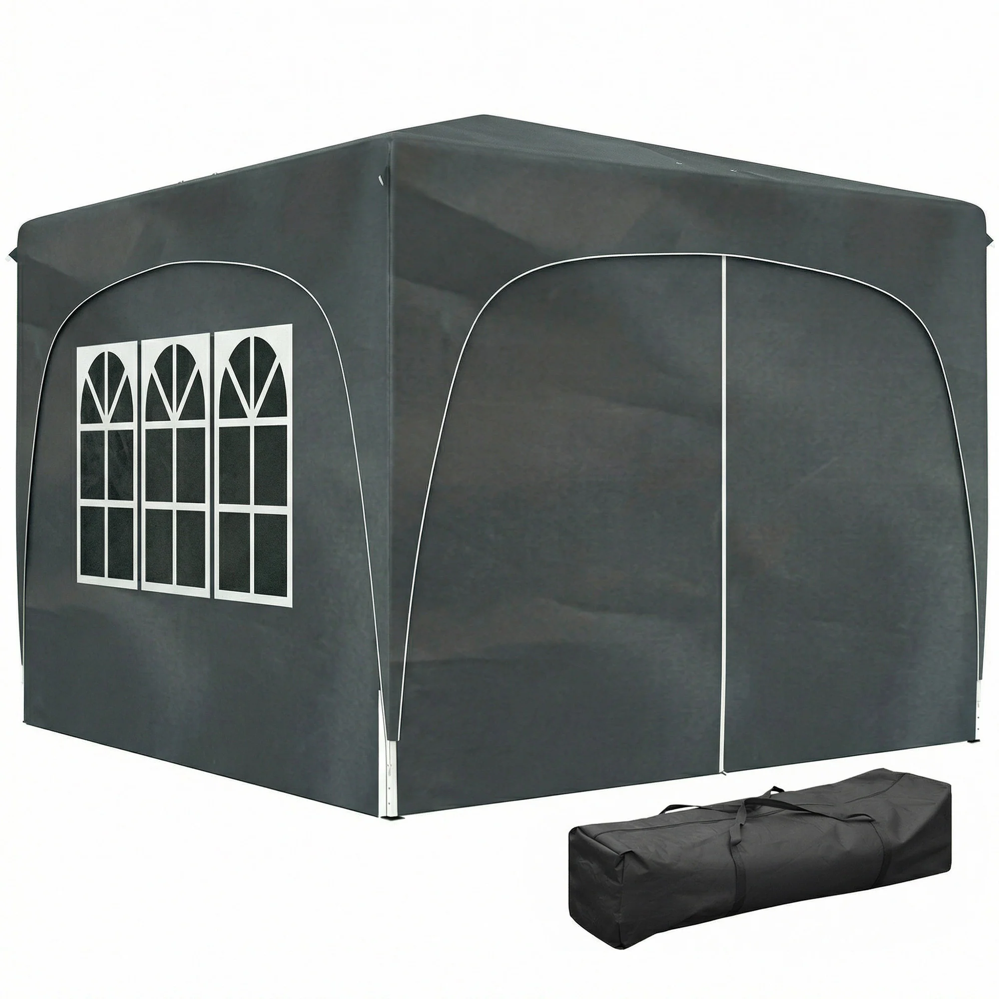 3 x 3 m Pop Up Gazebo with Sides, Carry Bag and UPF50+, Dark Grey - Image 2