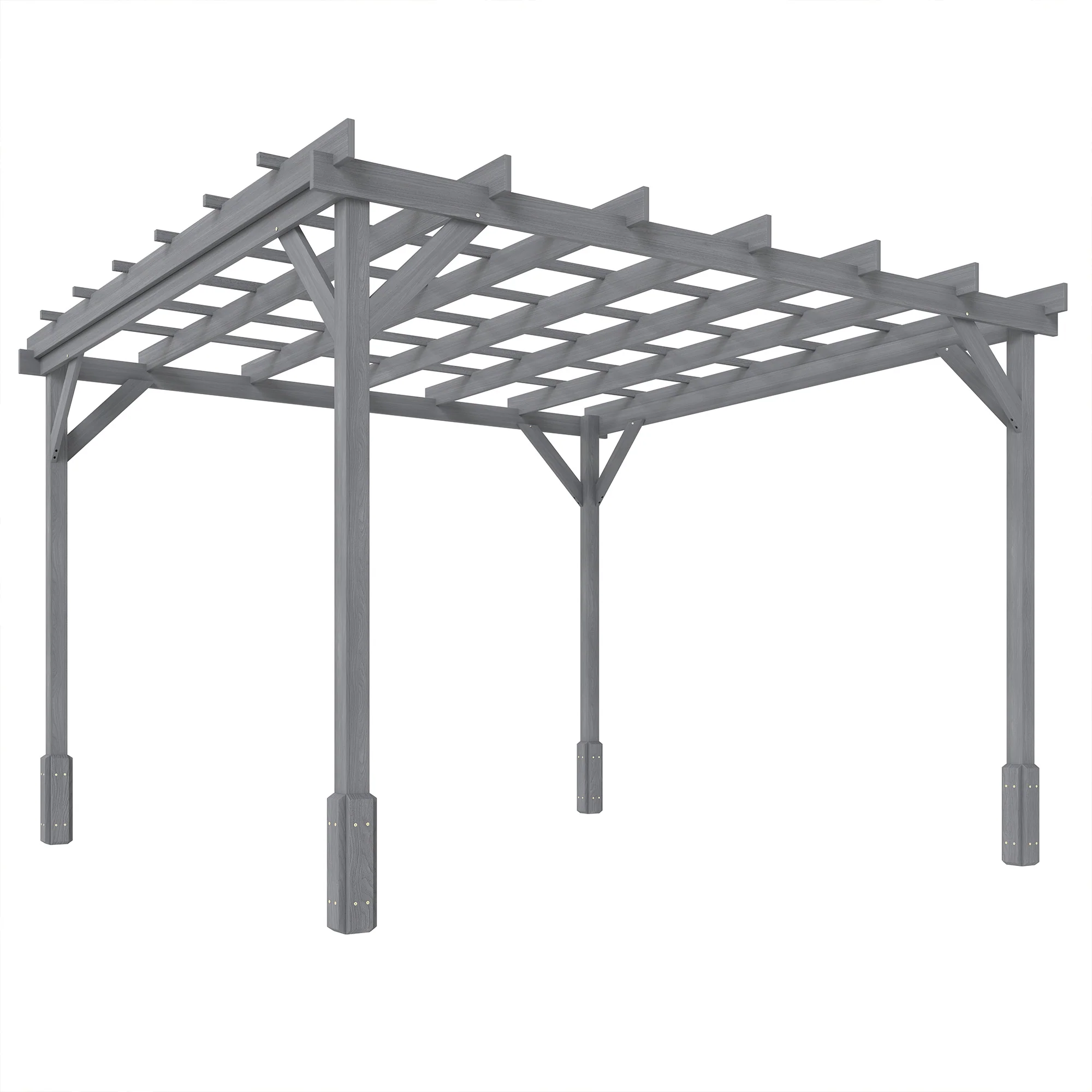 3 x 3 m Grey Wooden Pergola Kit with Stable Frame for Climbing Vines - Image 12