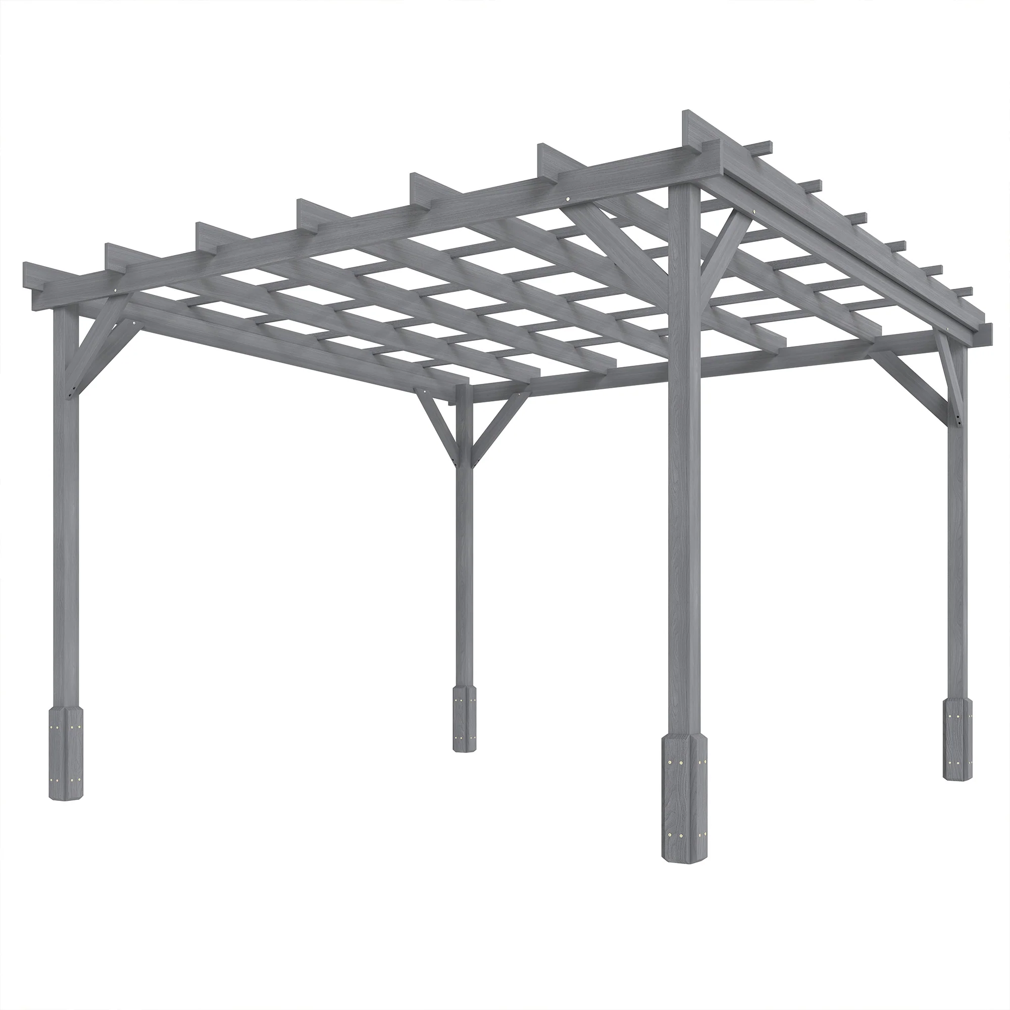3 x 3 m Grey Wooden Pergola Kit with Stable Frame for Climbing Vines - Image 2