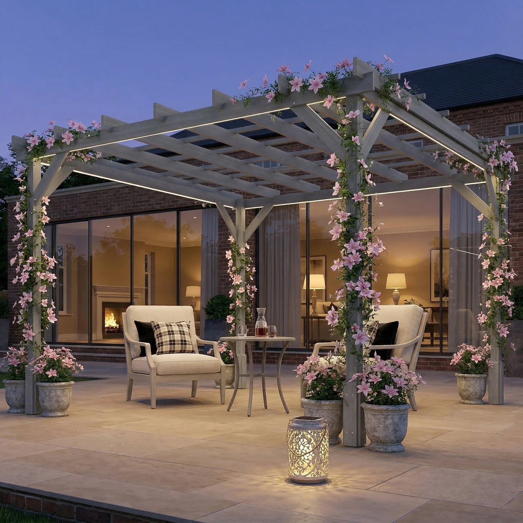 3 x 3 m Grey Wooden Pergola Kit with Stable Frame for Climbing Vines - Image 4