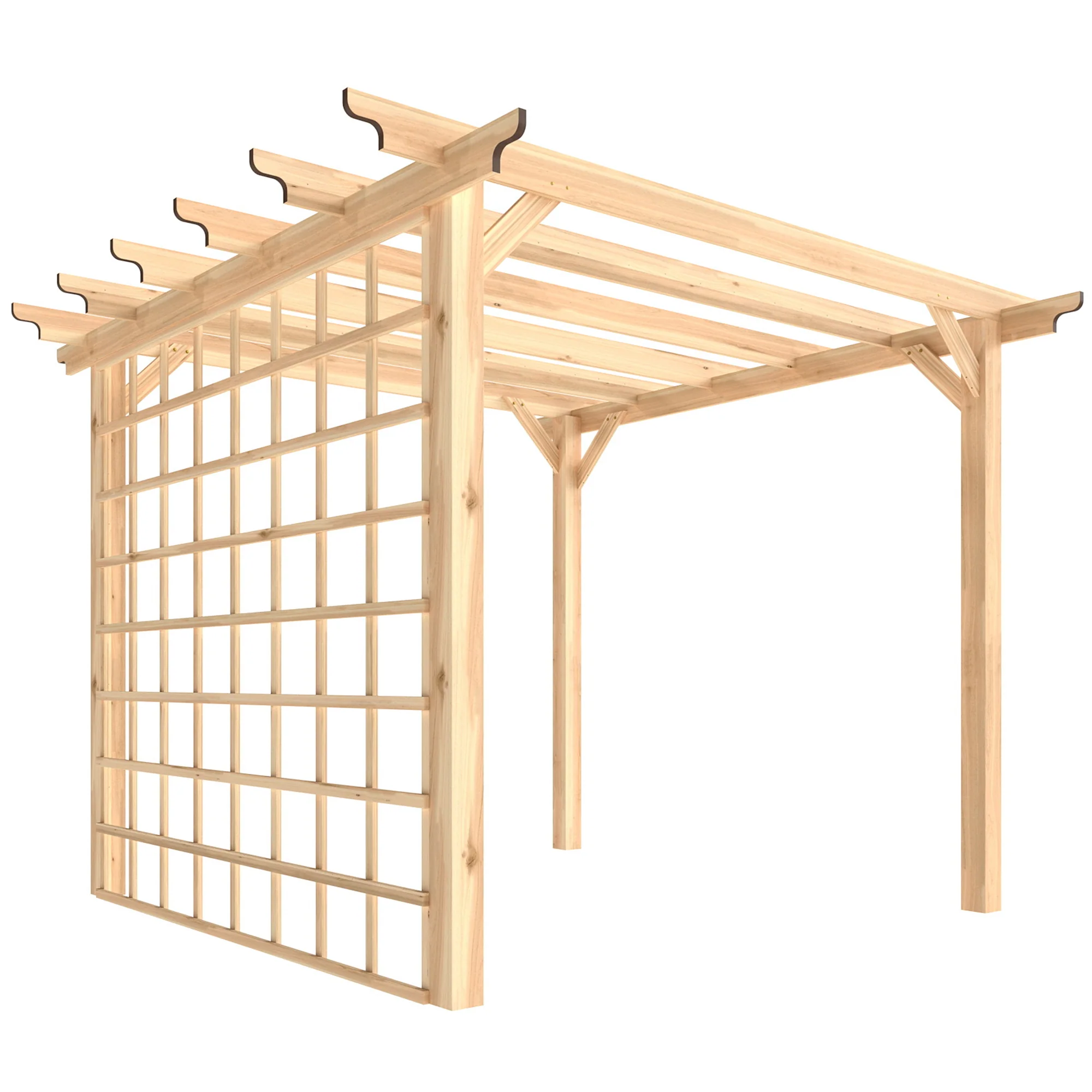 3 x 3 m Natural Wood Pergola Kit with Grape Trellis & Triangle Supports - Image 12
