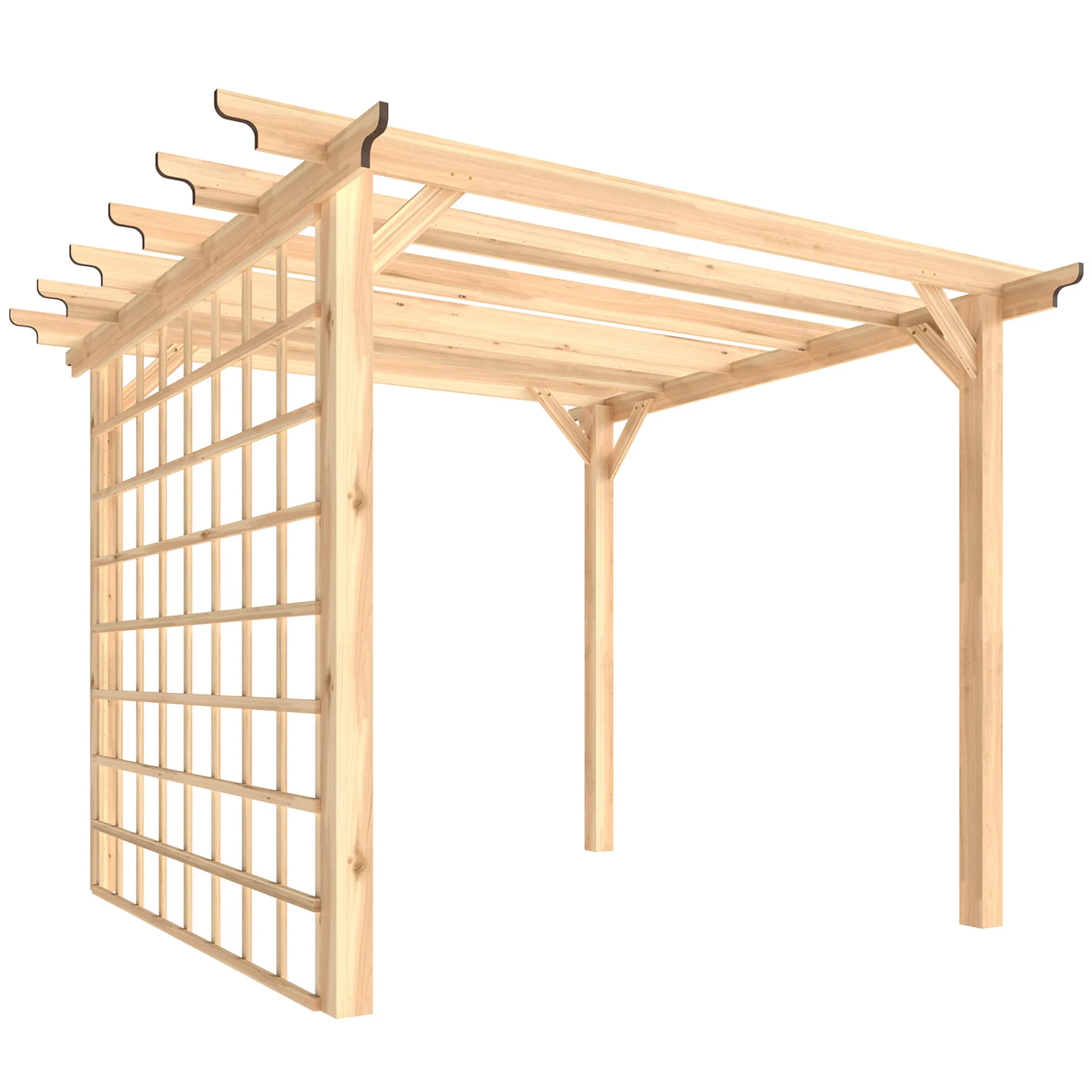 3 x 3 m Natural Wood Pergola Kit with Grape Trellis & Triangle Supports - Image 2