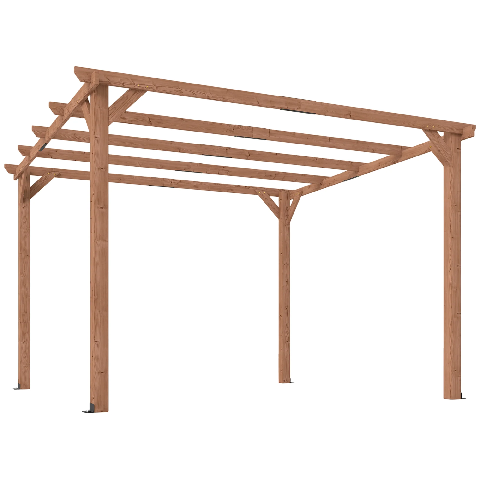 PerArbor 3 x 3 m Wooden Pergola Kit with Triangle Supports, 5 Crossing Beams, Maple Wood-effect - Image 12