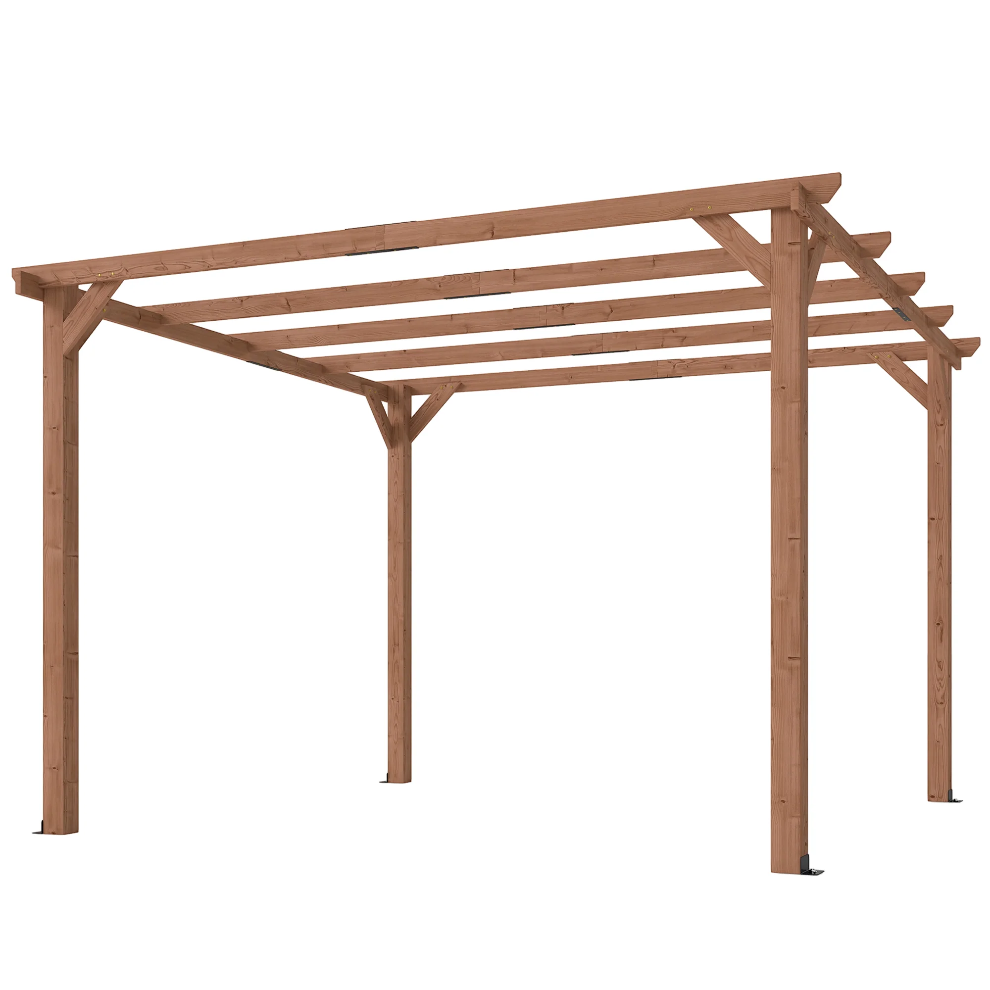 PerArbor 3 x 3 m Wooden Pergola Kit with Triangle Supports, 5 Crossing Beams, Maple Wood-effect - Image 2