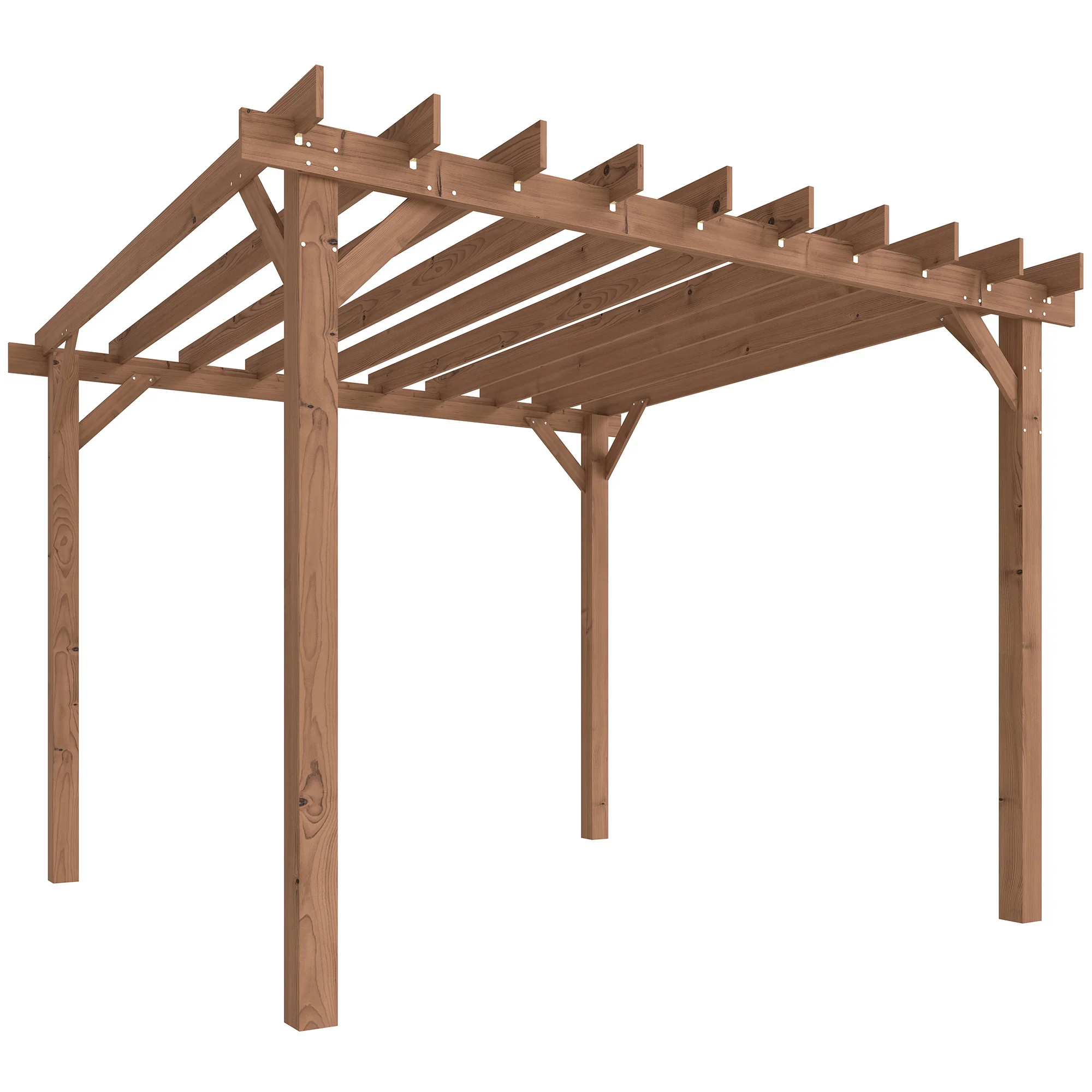 Wooden Pergola Kit 3 x 3 m Maple with Triangle Supports & Grape Trellis - Image 12