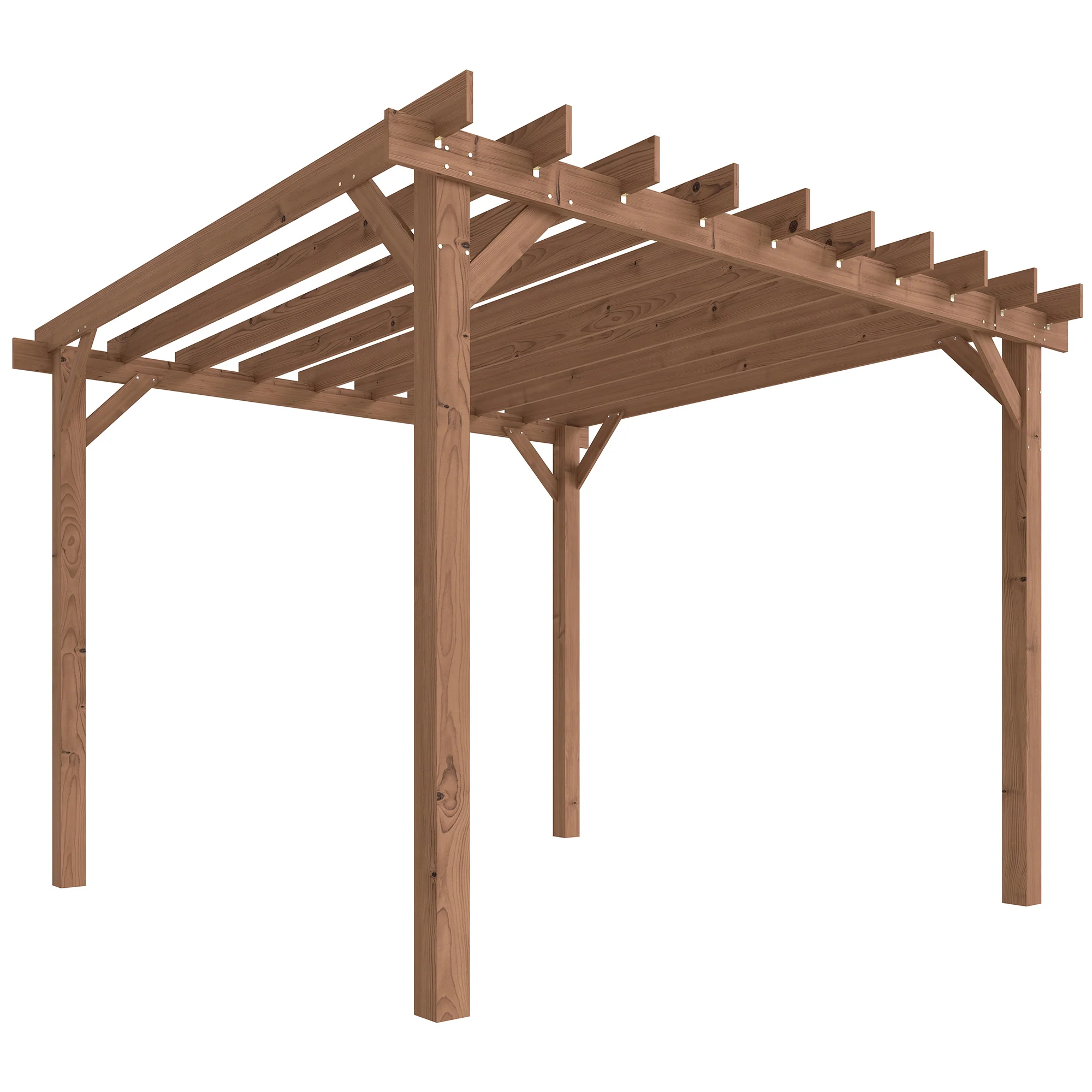Wooden Pergola Kit 3 x 3 m Maple with Triangle Supports & Grape Trellis - Image 2