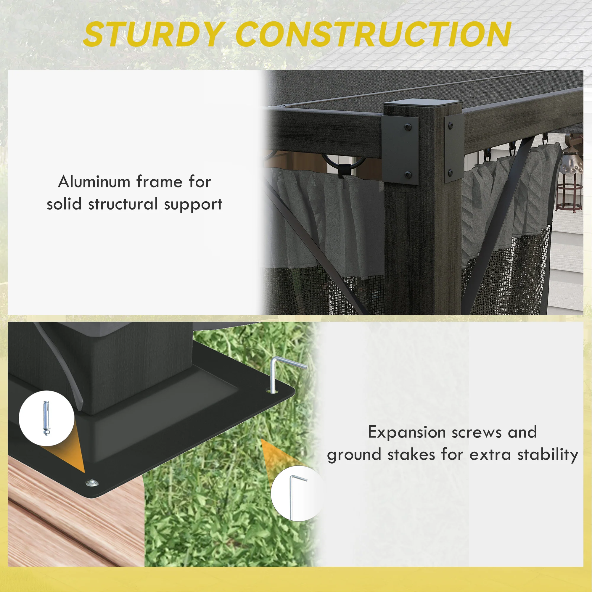 3 x 4m Pergola with Retractable Roof Canopy & Netting Sidewalls for Patio, Deck, Dark Grey - Image 8