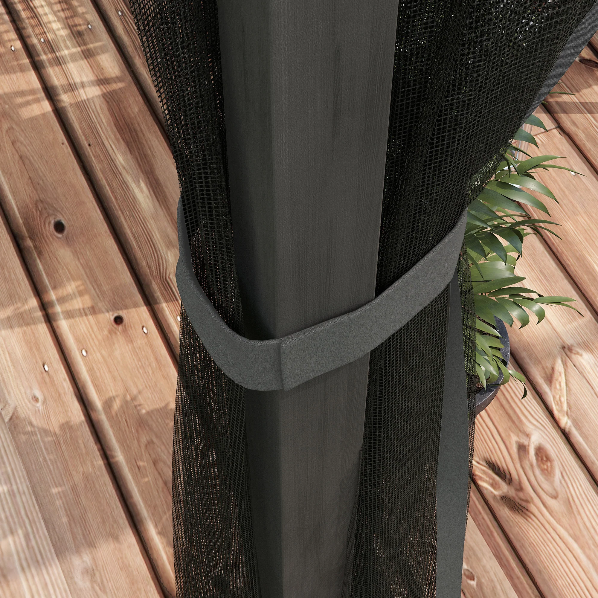 3 x 4m Pergola with Retractable Roof Canopy & Netting Sidewalls for Patio, Deck, Dark Grey - Image 9
