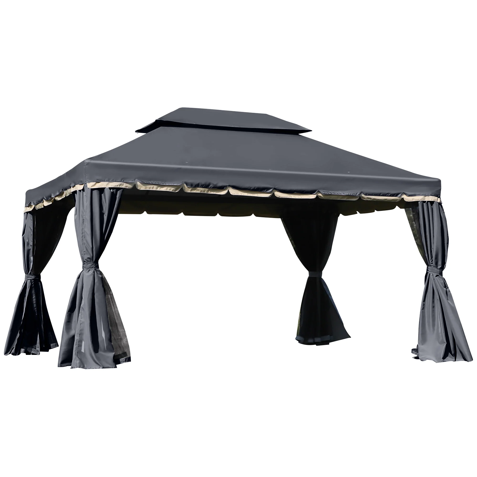 3 x 4m Aluminium Garden Gazebo, Pavilion Party Tent with Nets and Curtains, Black