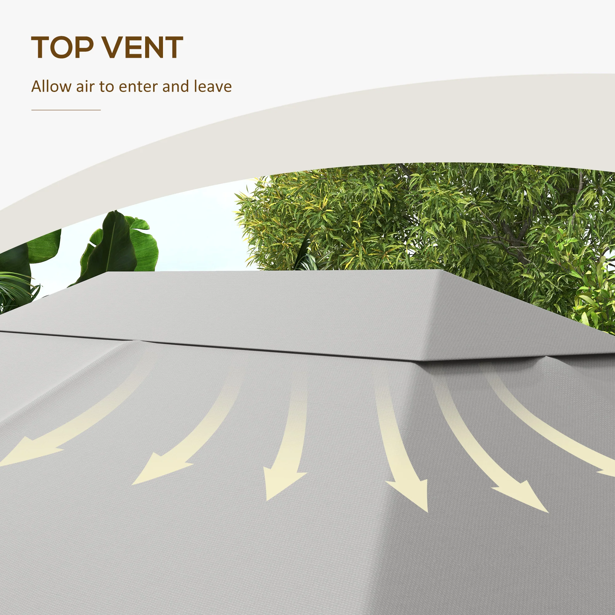 3 x 4m Waterproof Gazebo Canopy Replacement Cover with Vents & Drain Holes, Light Grey - Image 7