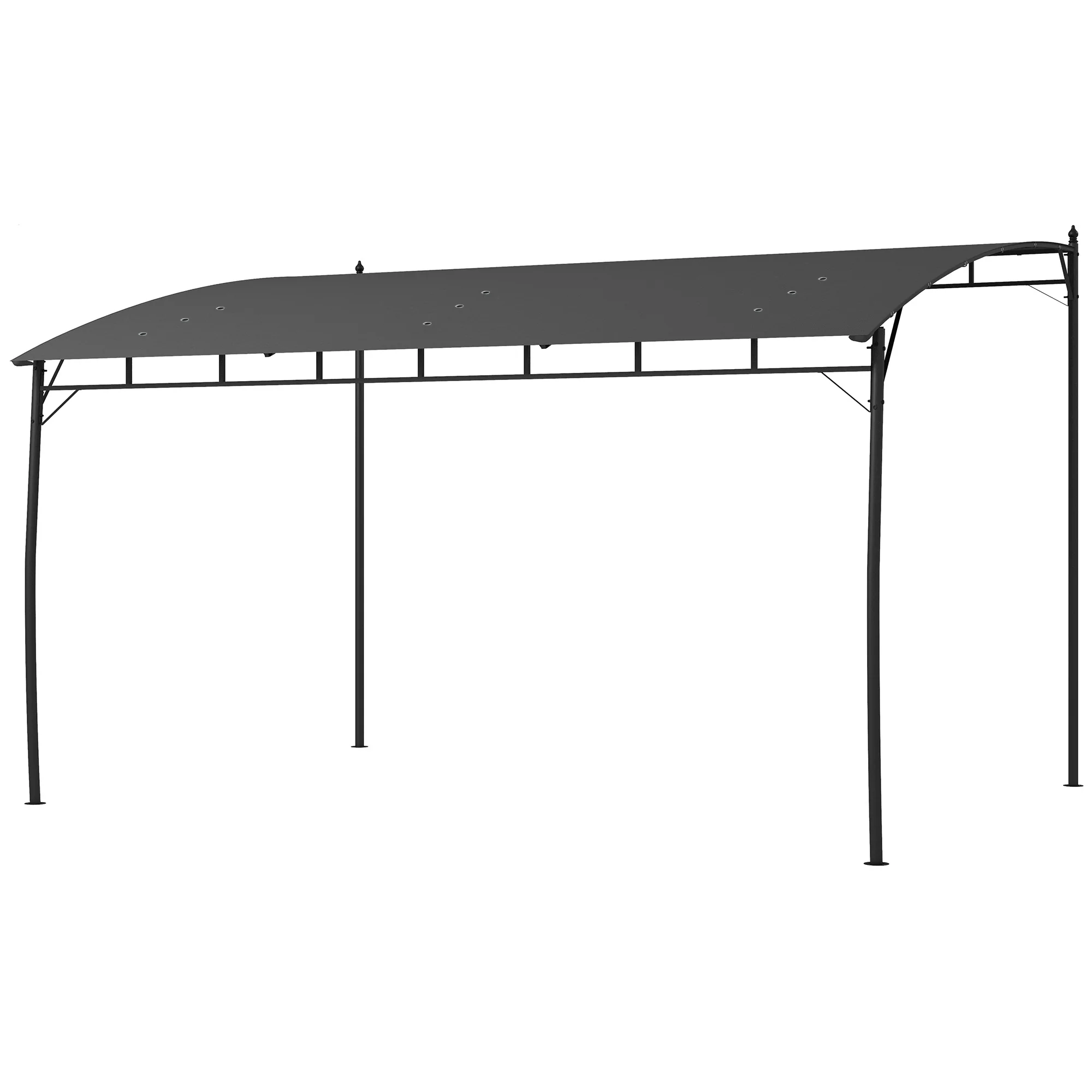 3 x 4m Garden Lean to Pergola with UV-Resistant Canopy and Metal Frame, Grey - Image 2