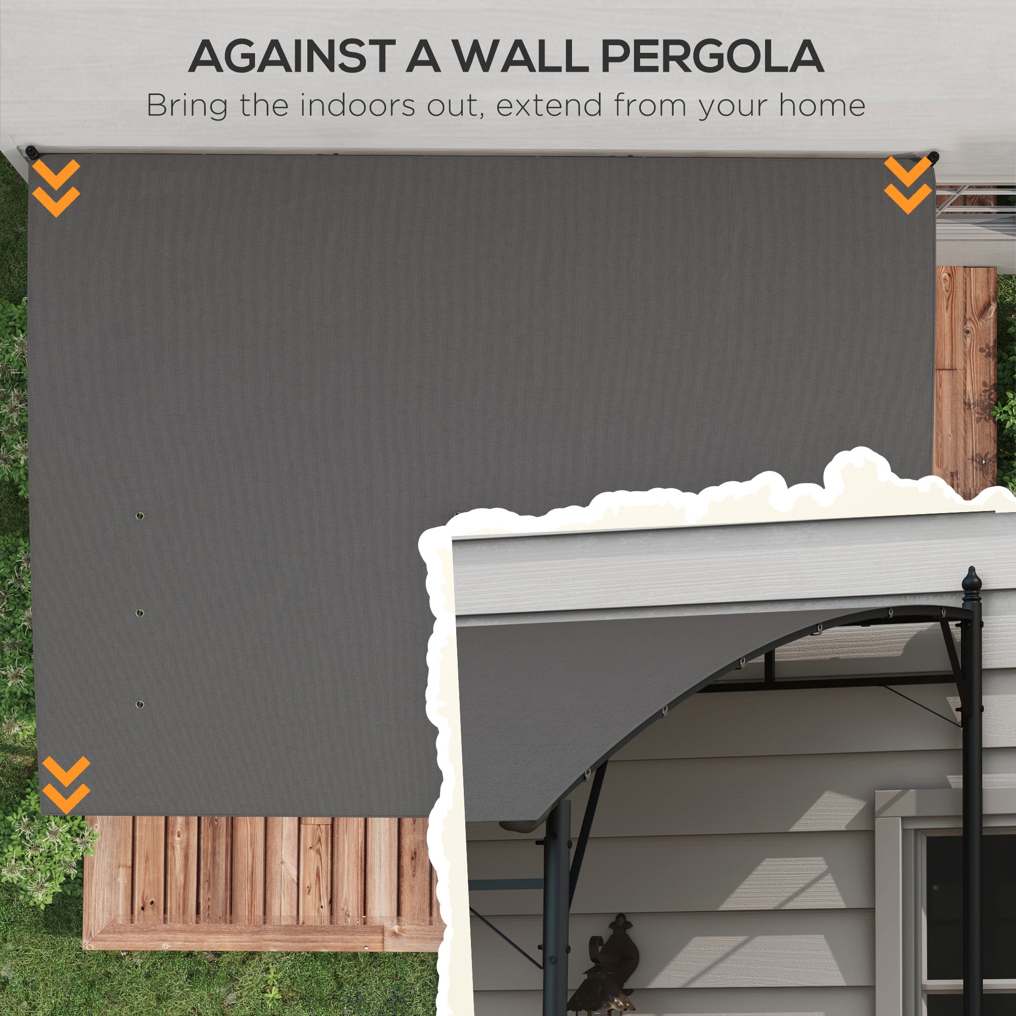 3 x 4m Garden Lean to Pergola with UV-Resistant Canopy and Metal Frame, Grey - Image 6