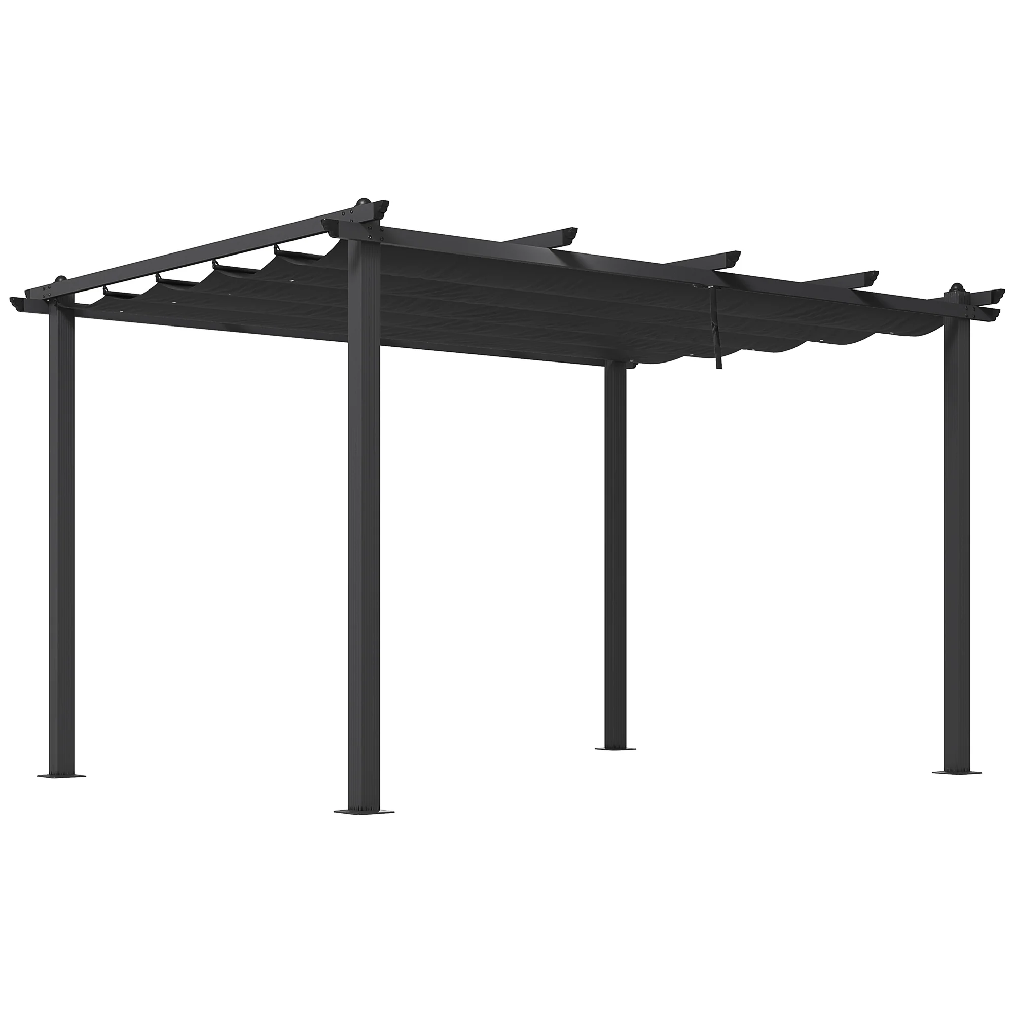 3 x 4m Pergola with Retractable Roof Canopy & Aluminium Frame for Grill, Patio, Deck, Dark Grey - Image 12
