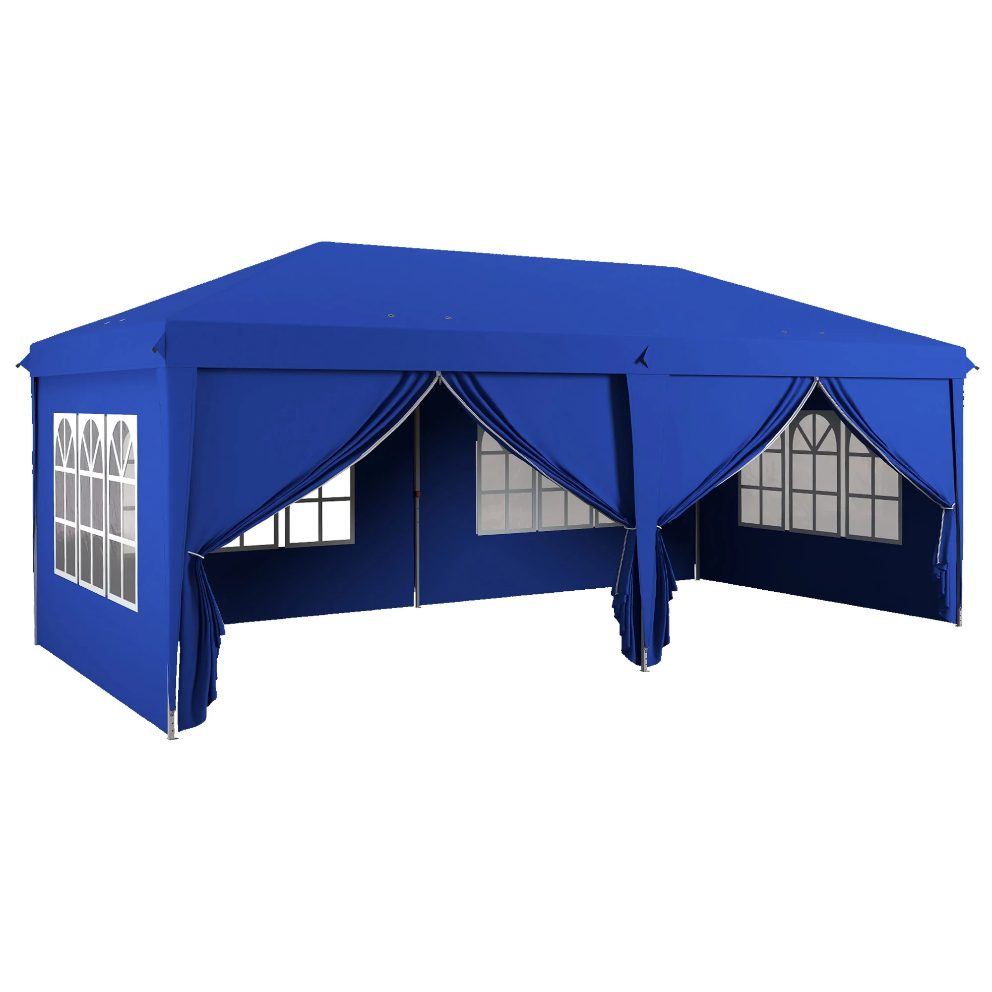 3 x 6 m Garden Pop Up Gazebo with Sidewalls, Windows, Carry Bag, Blue