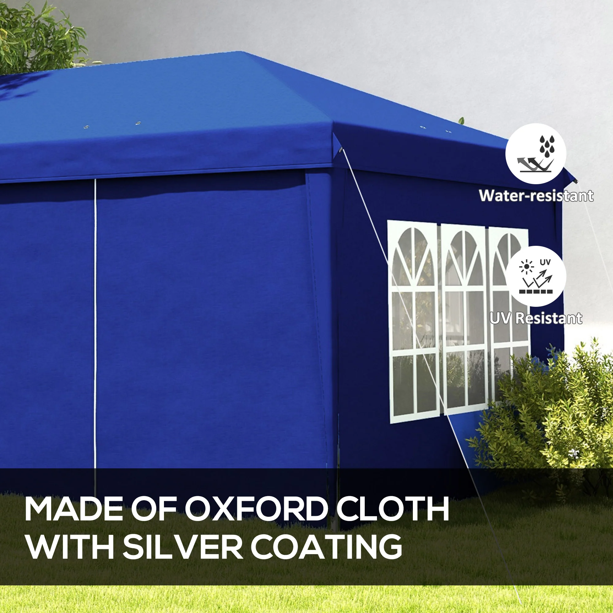 3 x 6 m Garden Pop Up Gazebo with Sidewalls, Windows, Carry Bag, Blue - Image 6
