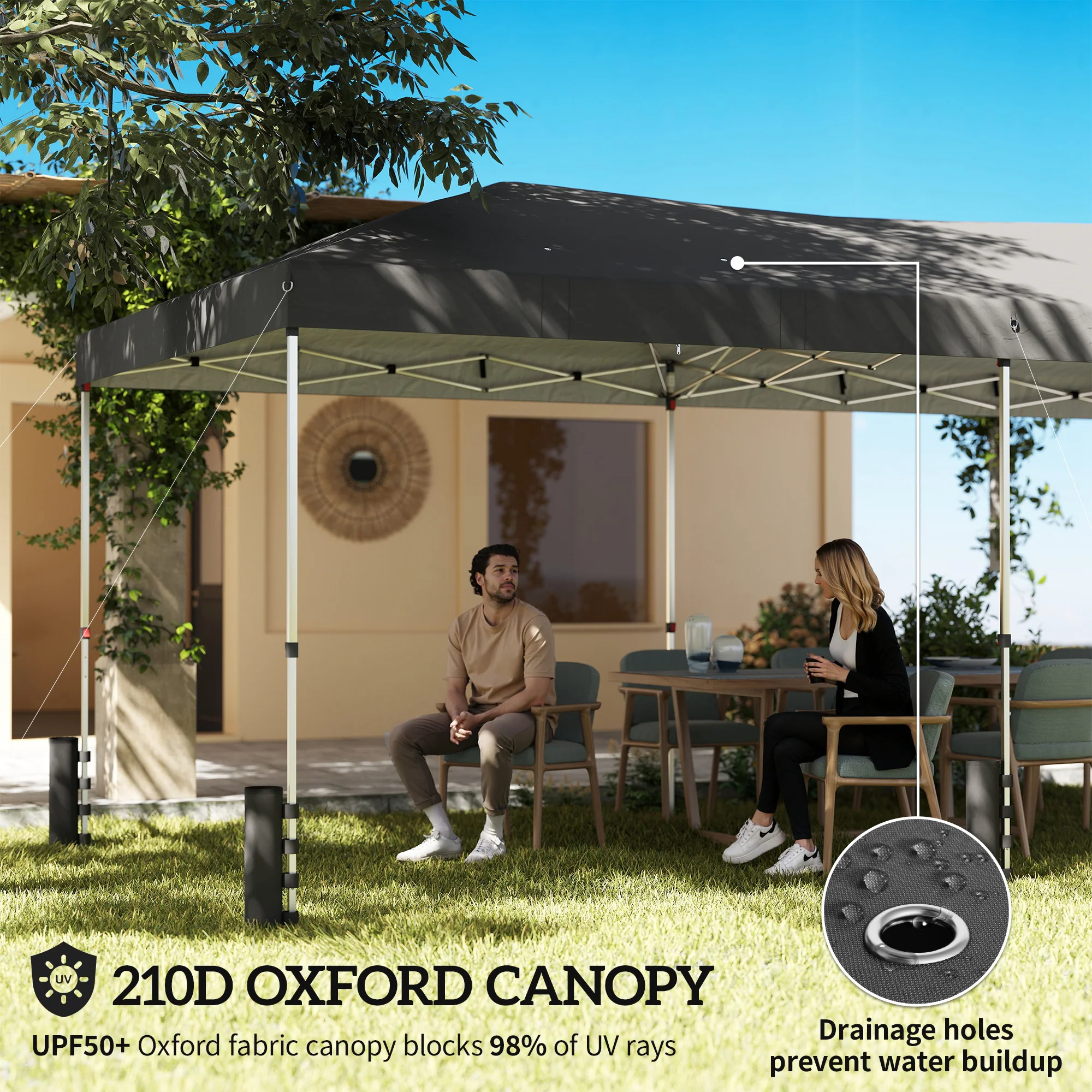 3 x 6 m Pop Up Gazebo with 6 Sidewalls, Wheeled Bag & Sandbags, Dark Grey - Image 6