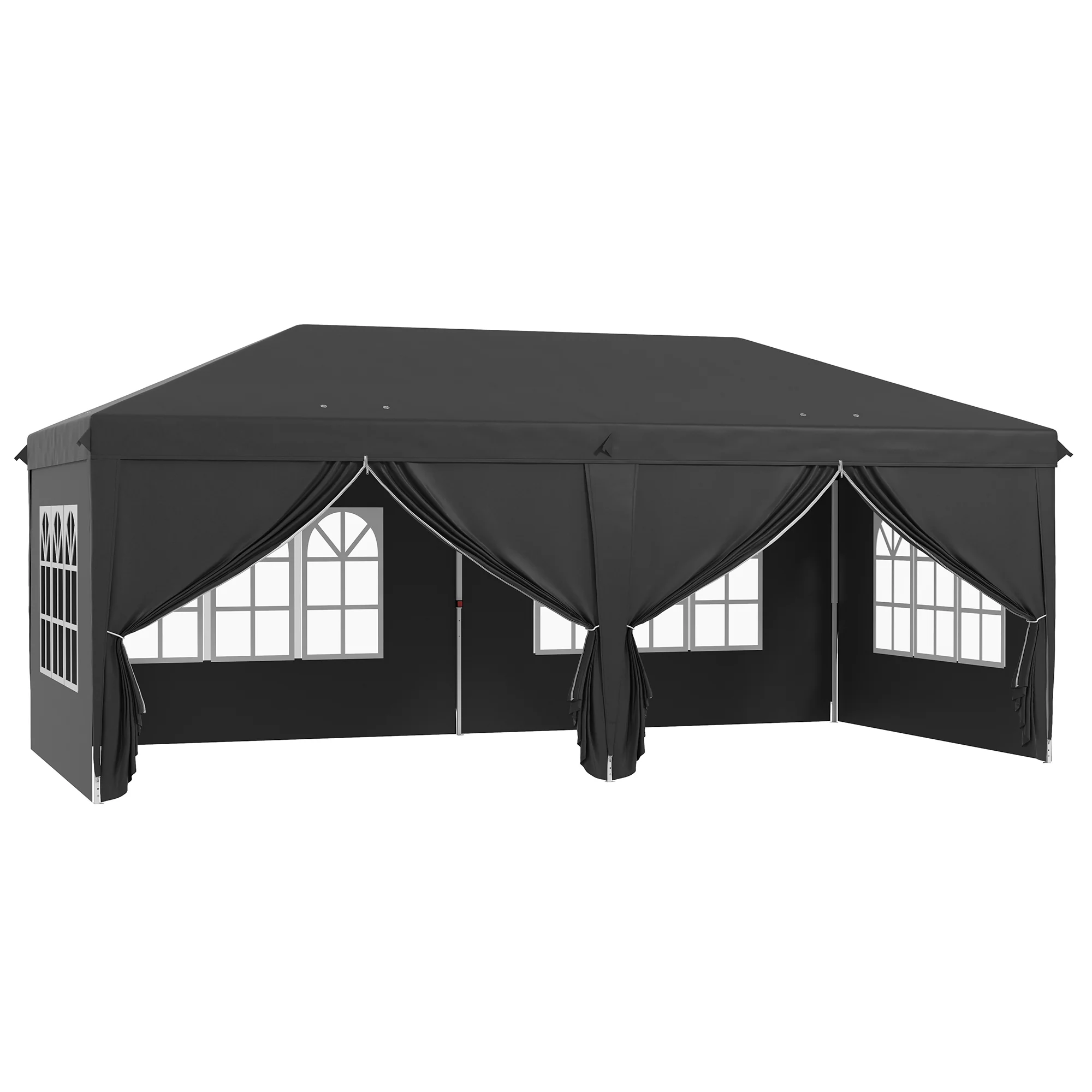 3 x 6m Garden Pop Up Gazebo, Wedding Party Tent with Sidewalls, Windows, Carry Bag, Black - Image 13