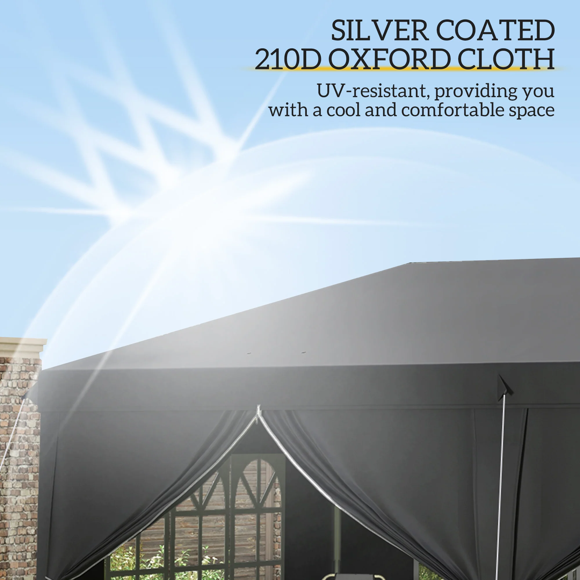 3 x 6m Garden Pop Up Gazebo, Wedding Party Tent with Sidewalls, Windows, Carry Bag, Black - Image 7