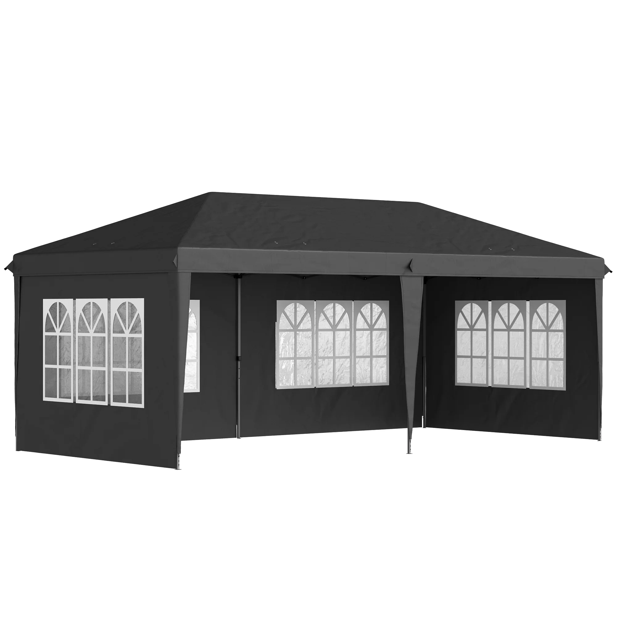 3 x 6m Garden Pop Up Gazebo, Height Adjustable Party Tent w/ Sidewalls & Storage Bag, Black - Image 13
