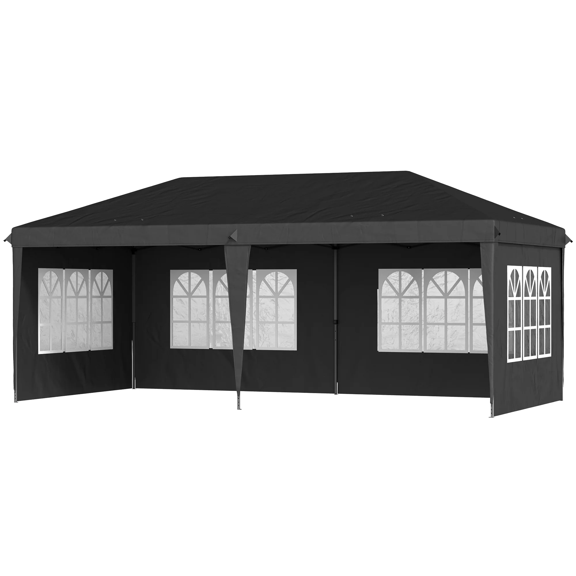 3 x 6m Garden Pop Up Gazebo, Height Adjustable Party Tent w/ Sidewalls & Storage Bag, Black - Image 2