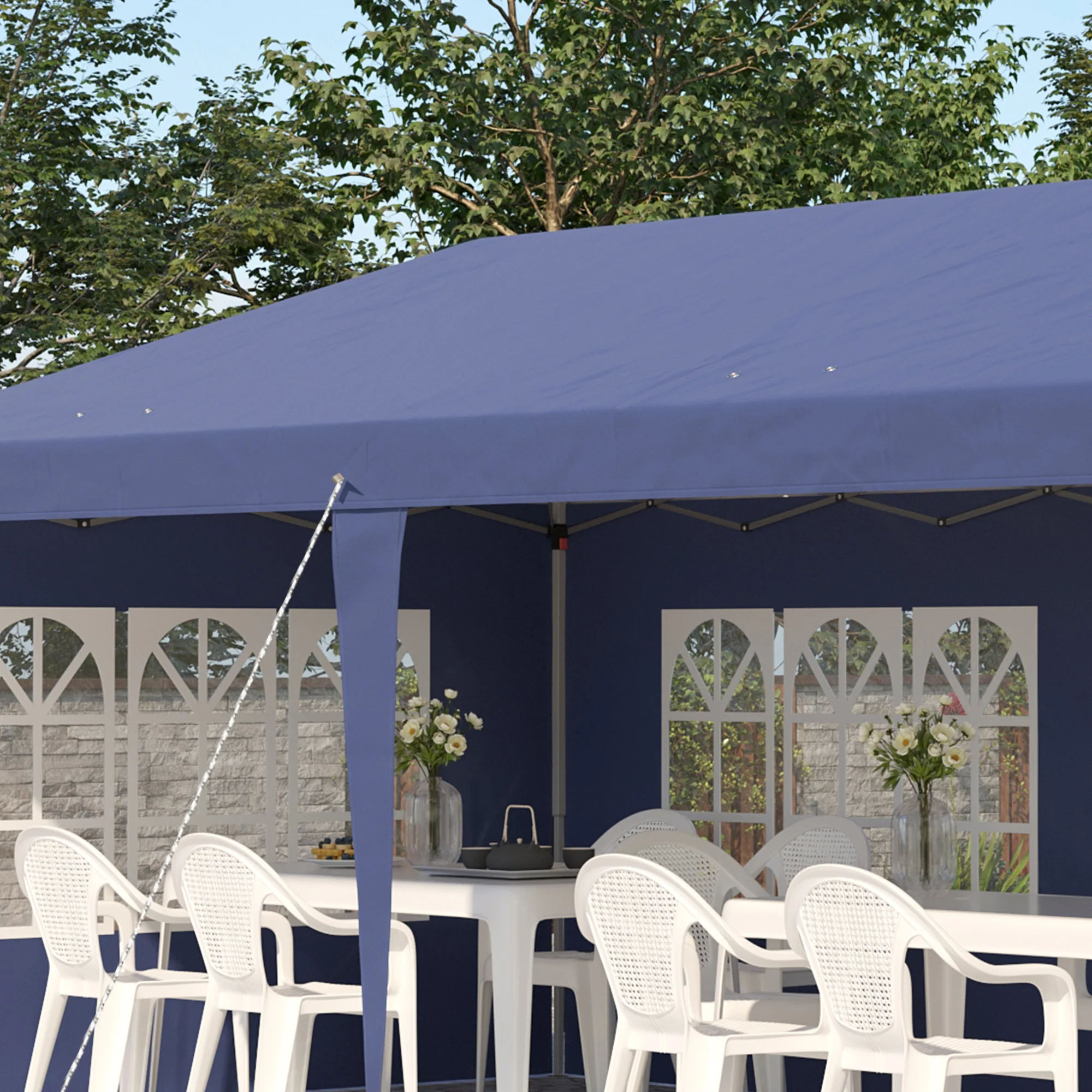 3 x 6m Garden Pop Up Gazebo, Height Adjustable Party Tent w/ Sidewalls & Storage Bag, Blue - Image 11