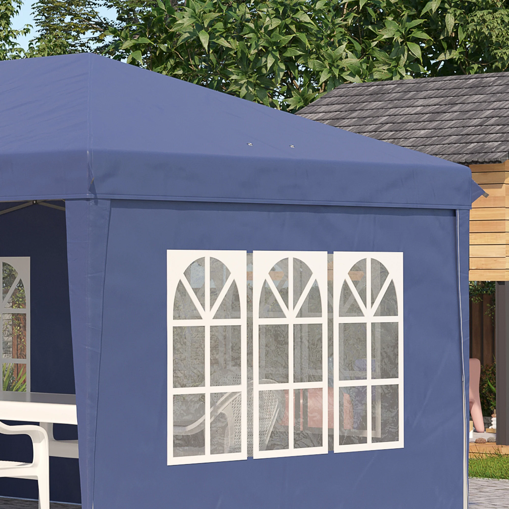 3 x 6m Garden Pop Up Gazebo, Height Adjustable Party Tent w/ Sidewalls & Storage Bag, Blue - Image 12
