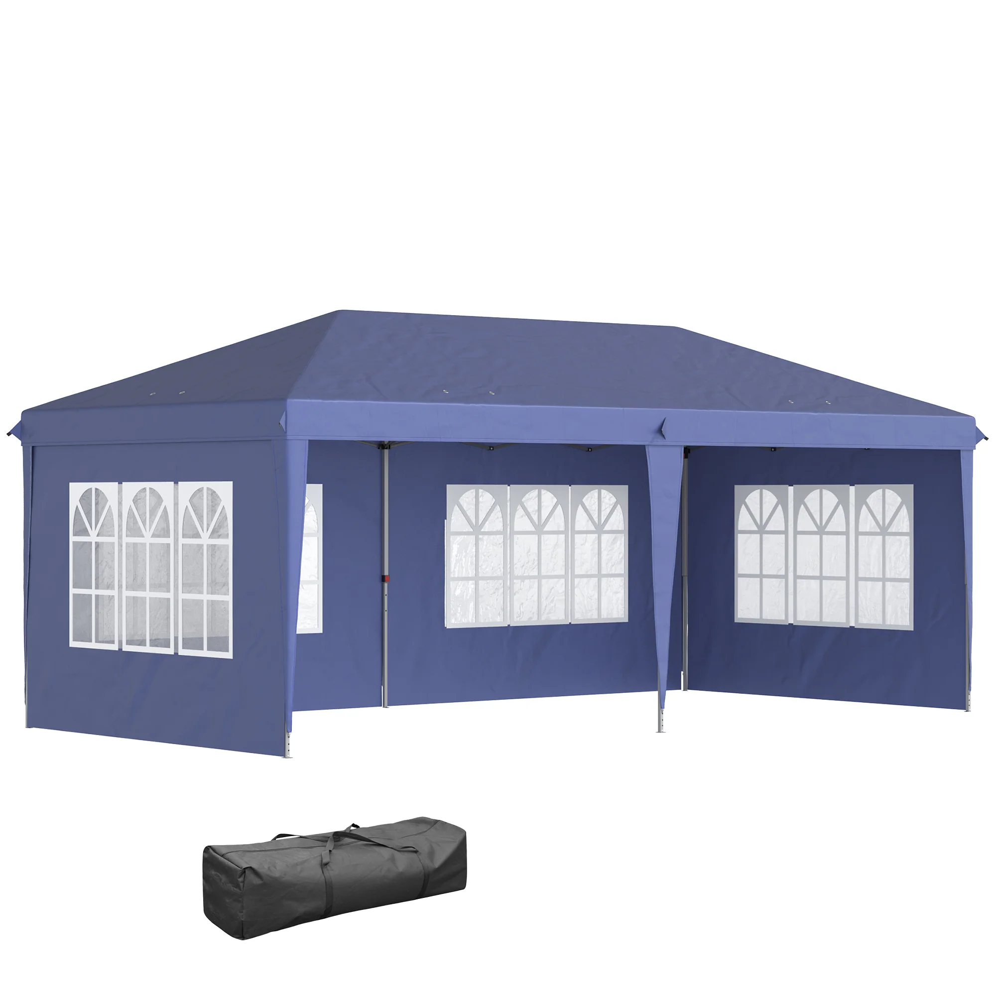3 x 6m Garden Pop Up Gazebo, Height Adjustable Party Tent w/ Sidewalls & Storage Bag, Blue - Image 13