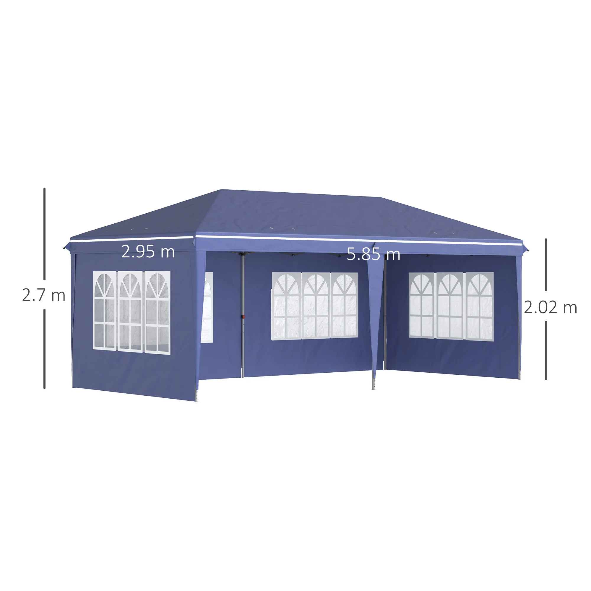 3 x 6m Garden Pop Up Gazebo, Height Adjustable Party Tent w/ Sidewalls & Storage Bag, Blue - Image 5