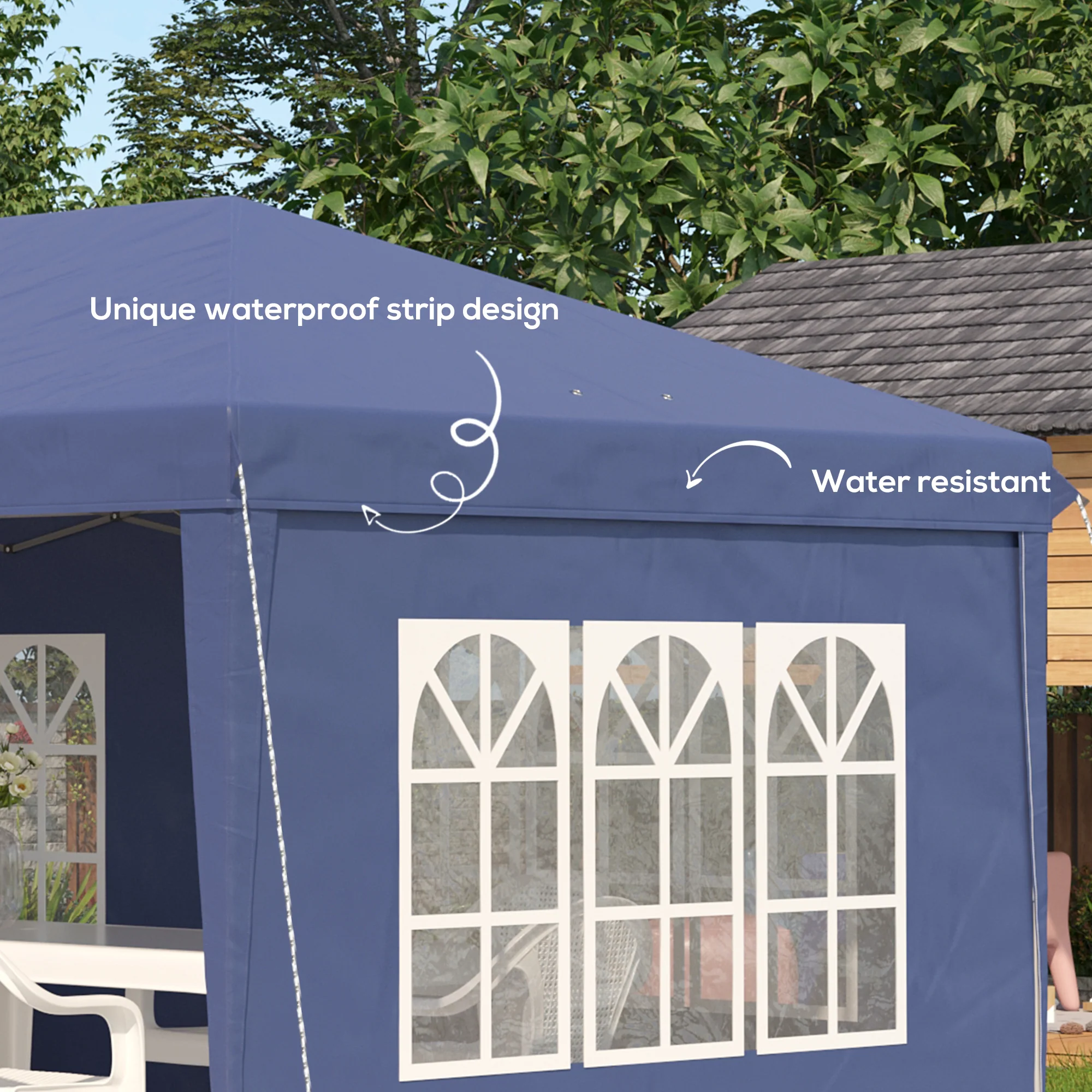 3 x 6m Garden Pop Up Gazebo, Height Adjustable Party Tent w/ Sidewalls & Storage Bag, Blue - Image 8